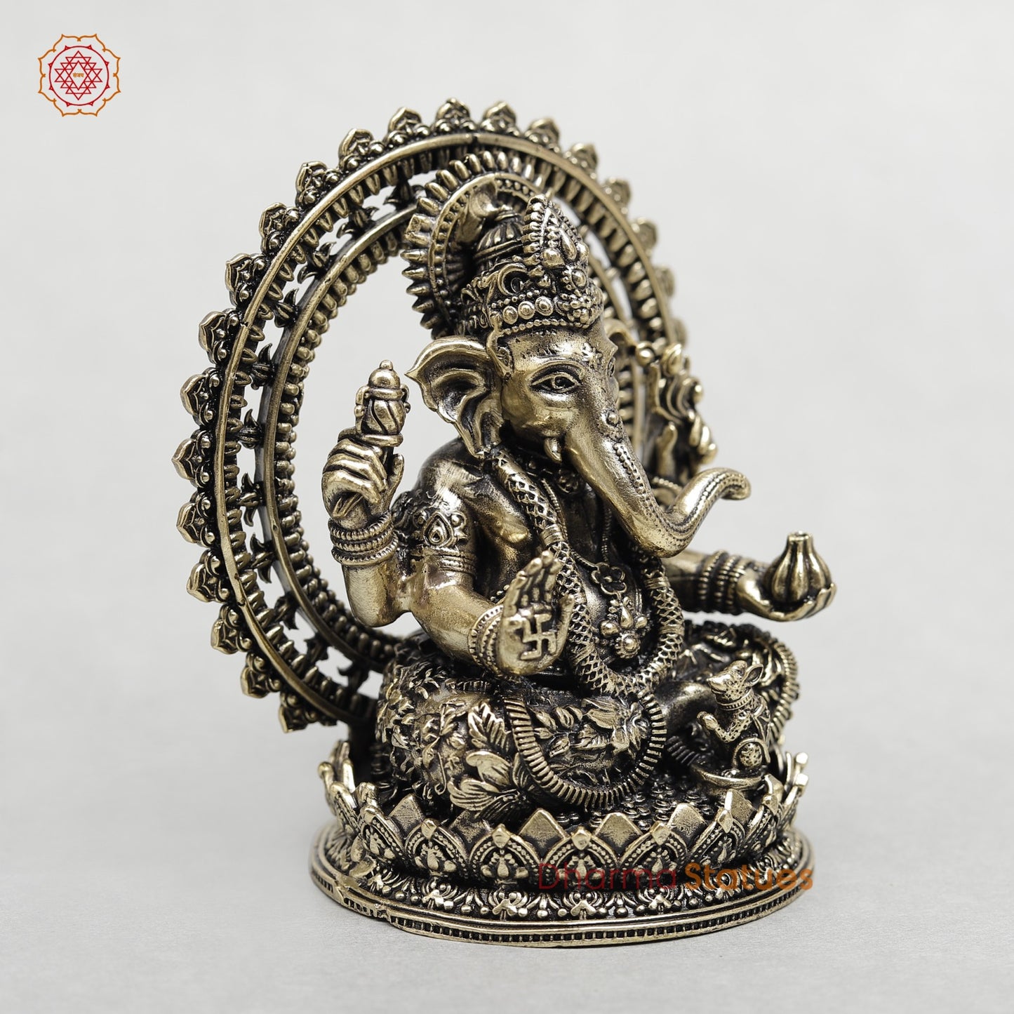 Brass Ganesh With Frame Fine 4”