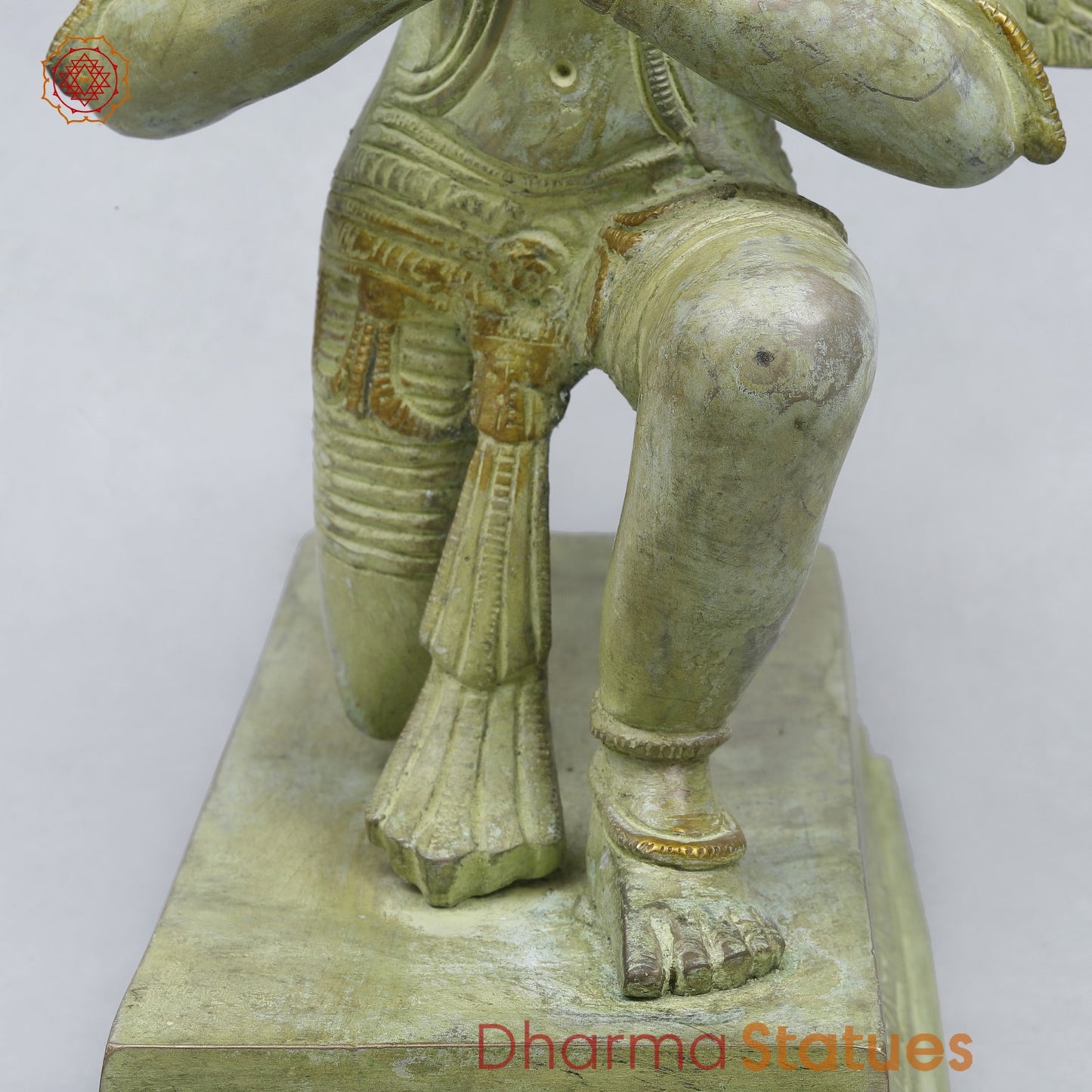 Brass Garuda vaahan Seated with Vishnu, Sridevi & Bhudevi Fine,Green Patina 17”