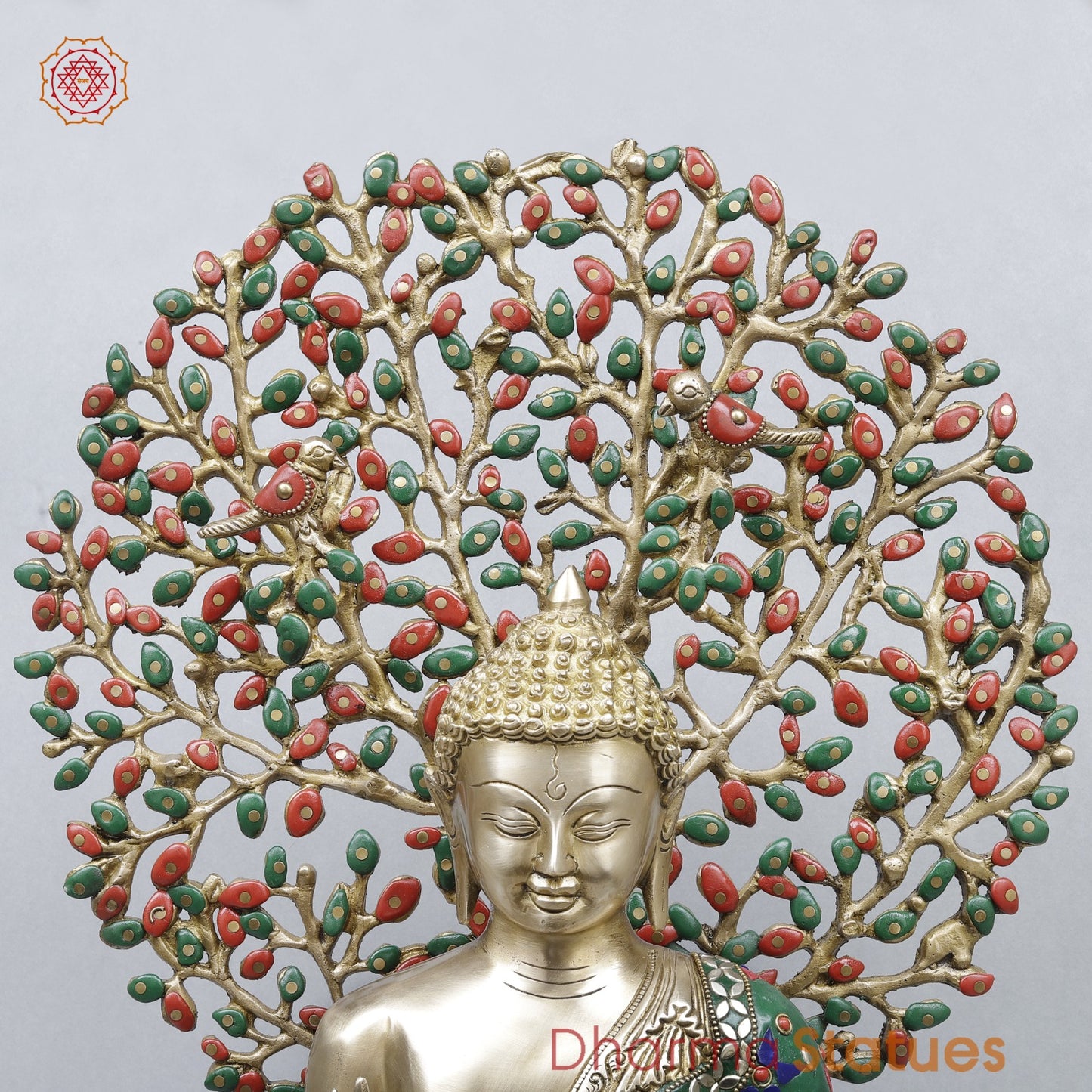 Brass Buddha Tree Fine, Stone work 20.5”