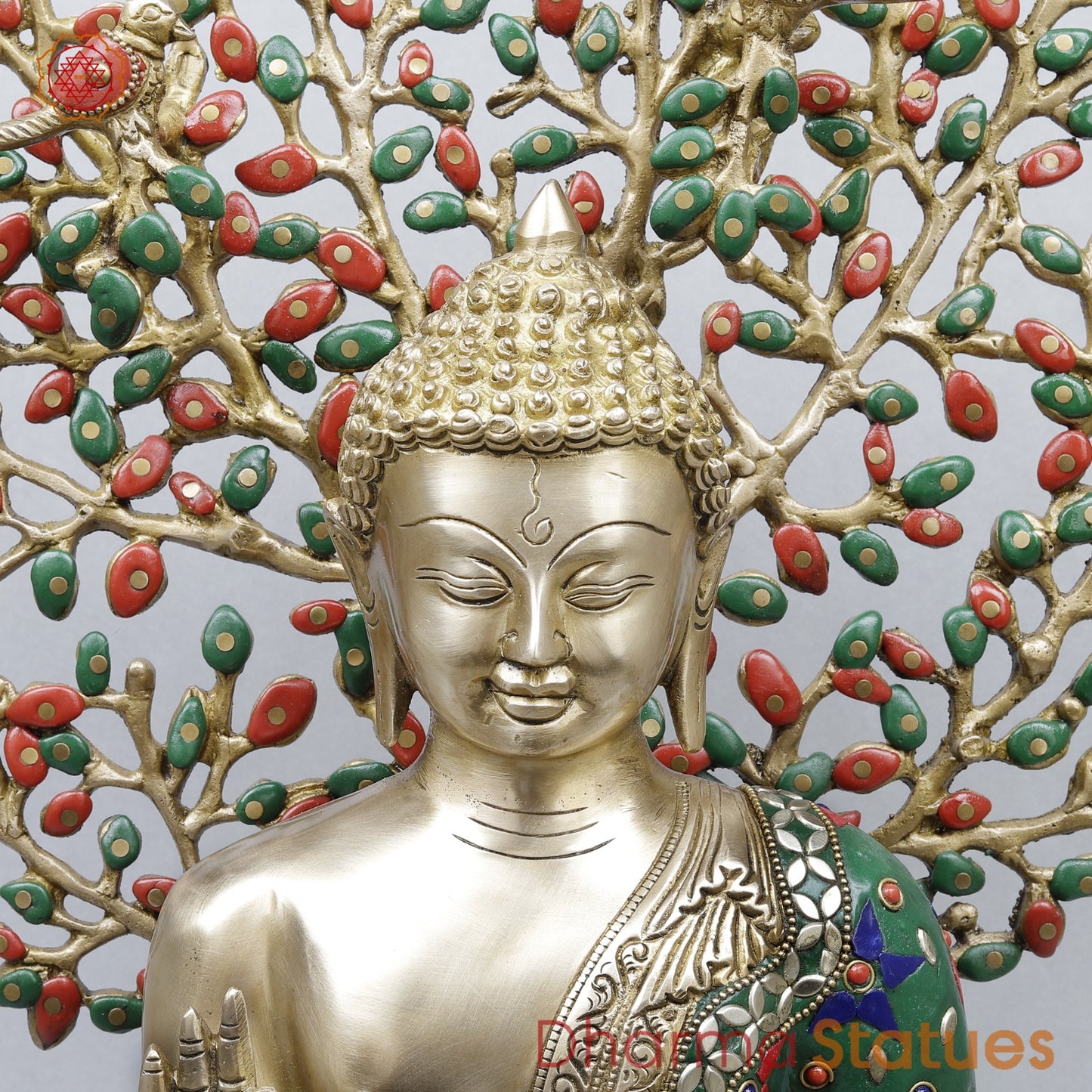 Brass Buddha Tree Fine, Stone work 20.5”