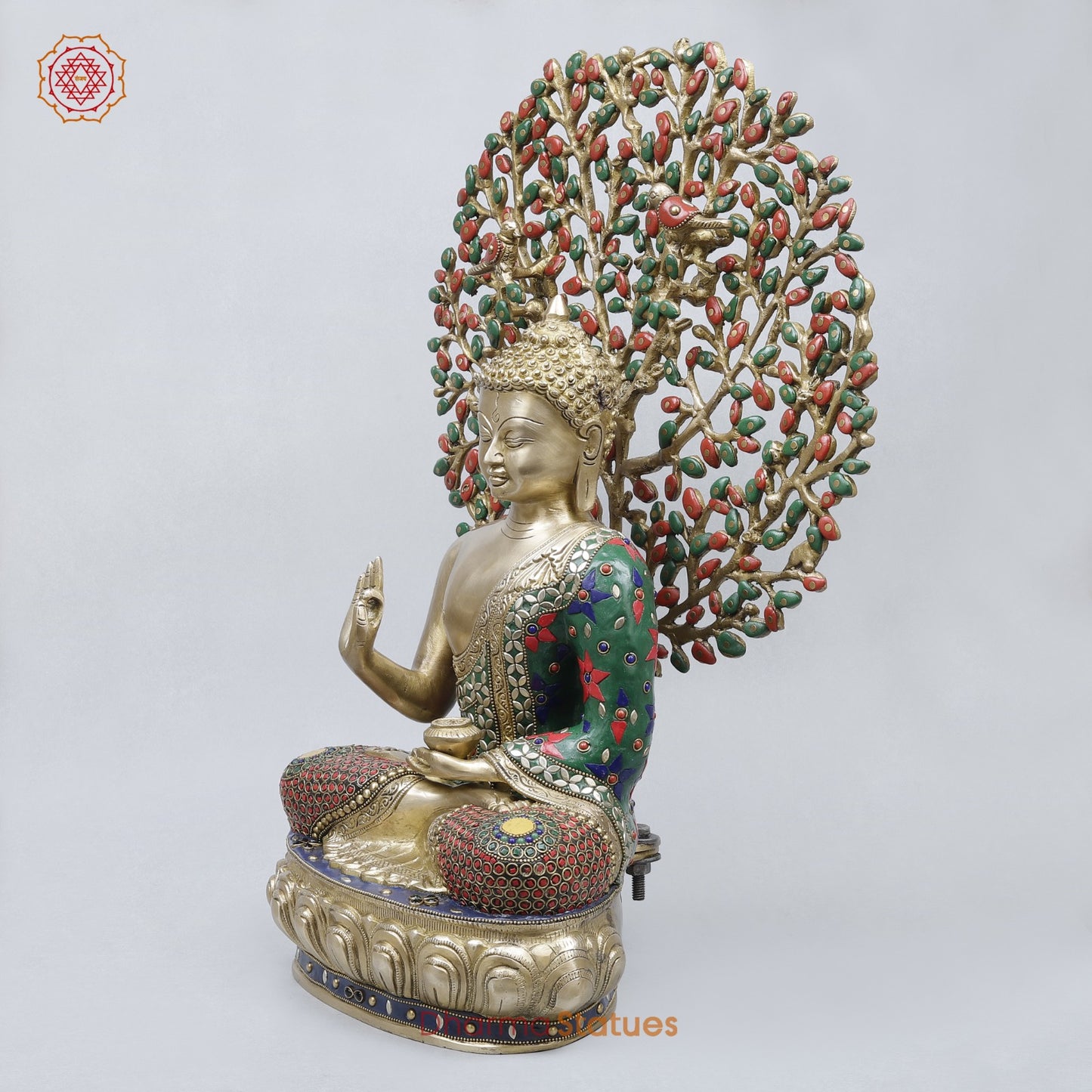 Brass Buddha Tree Fine, Stone work 20.5”