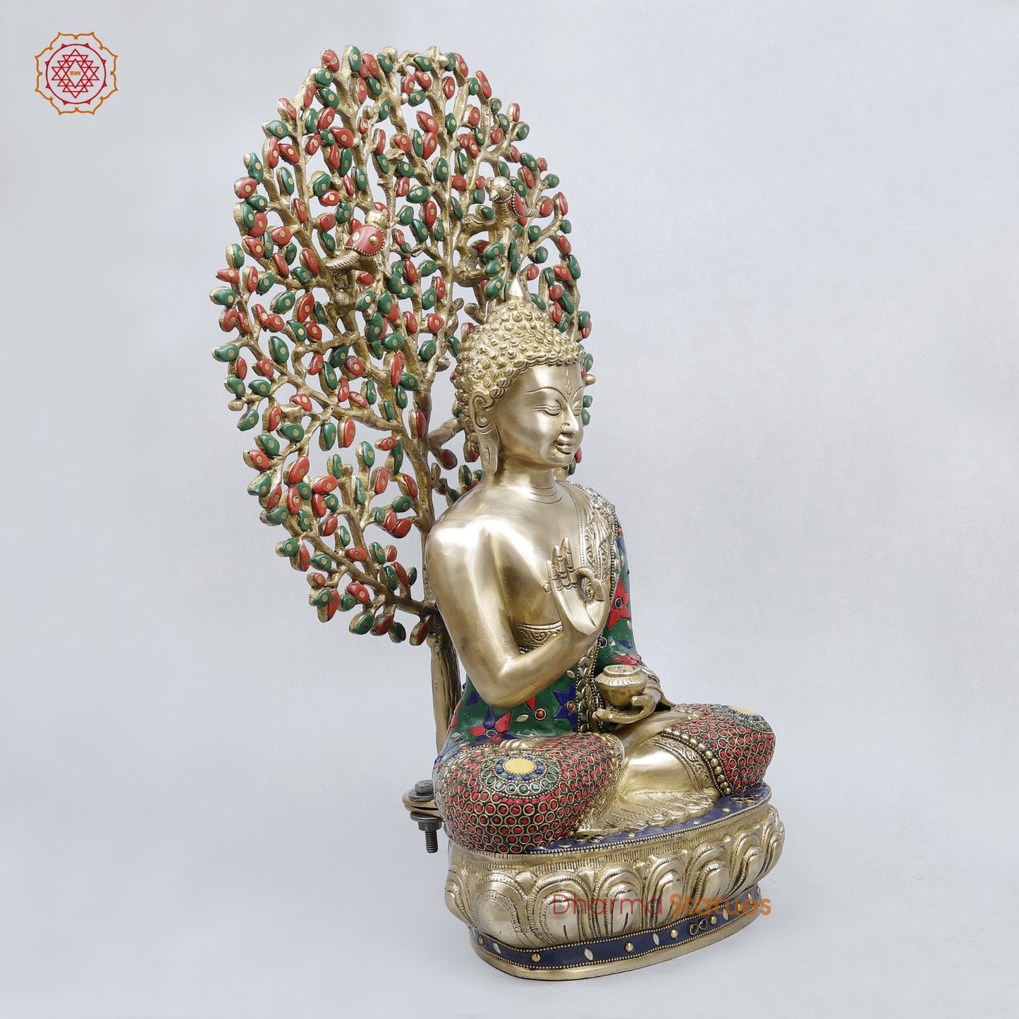 Brass Buddha Tree Fine, Stone work 20.5”