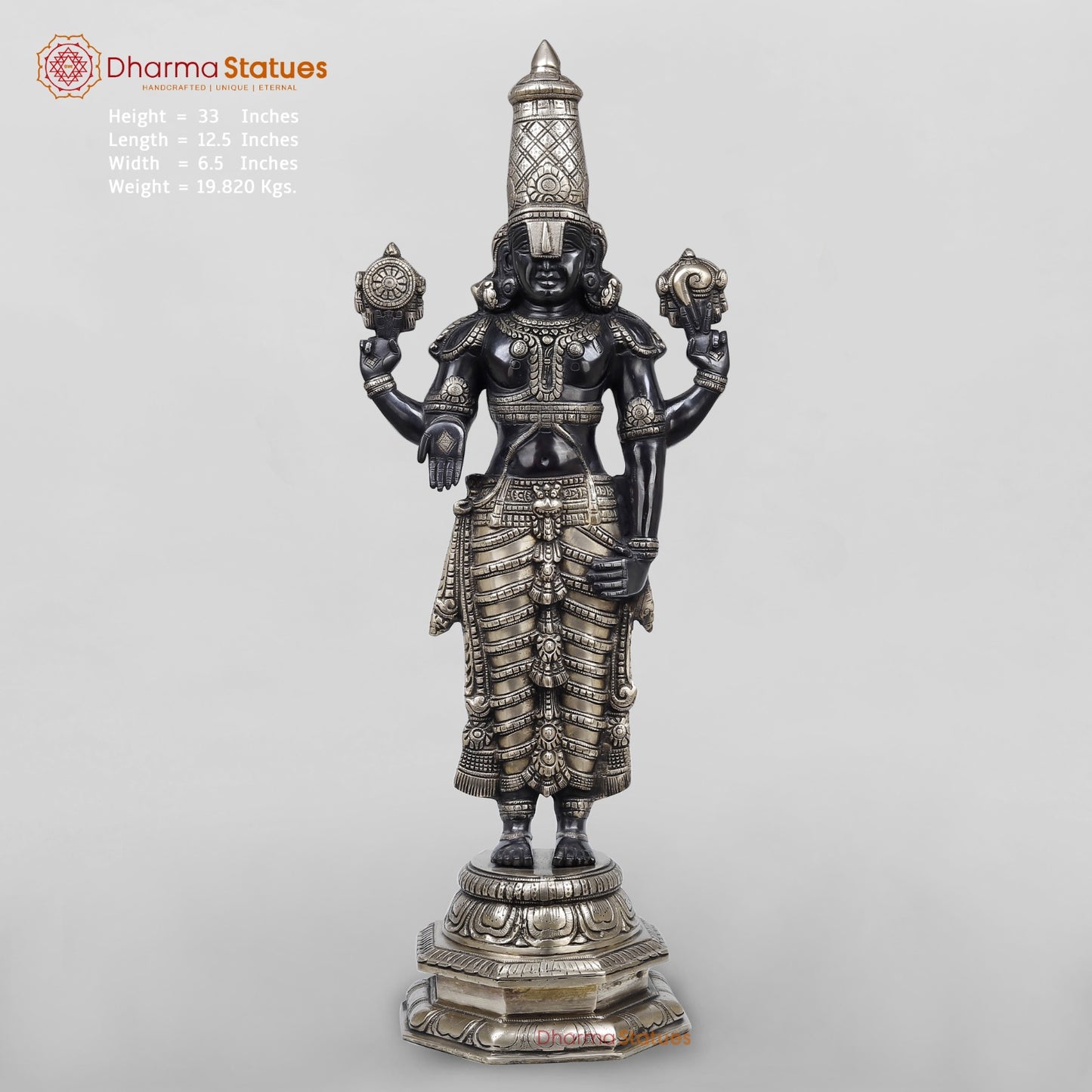 Brass Balaji Standing Fine, Black and Smooth Finish 33”