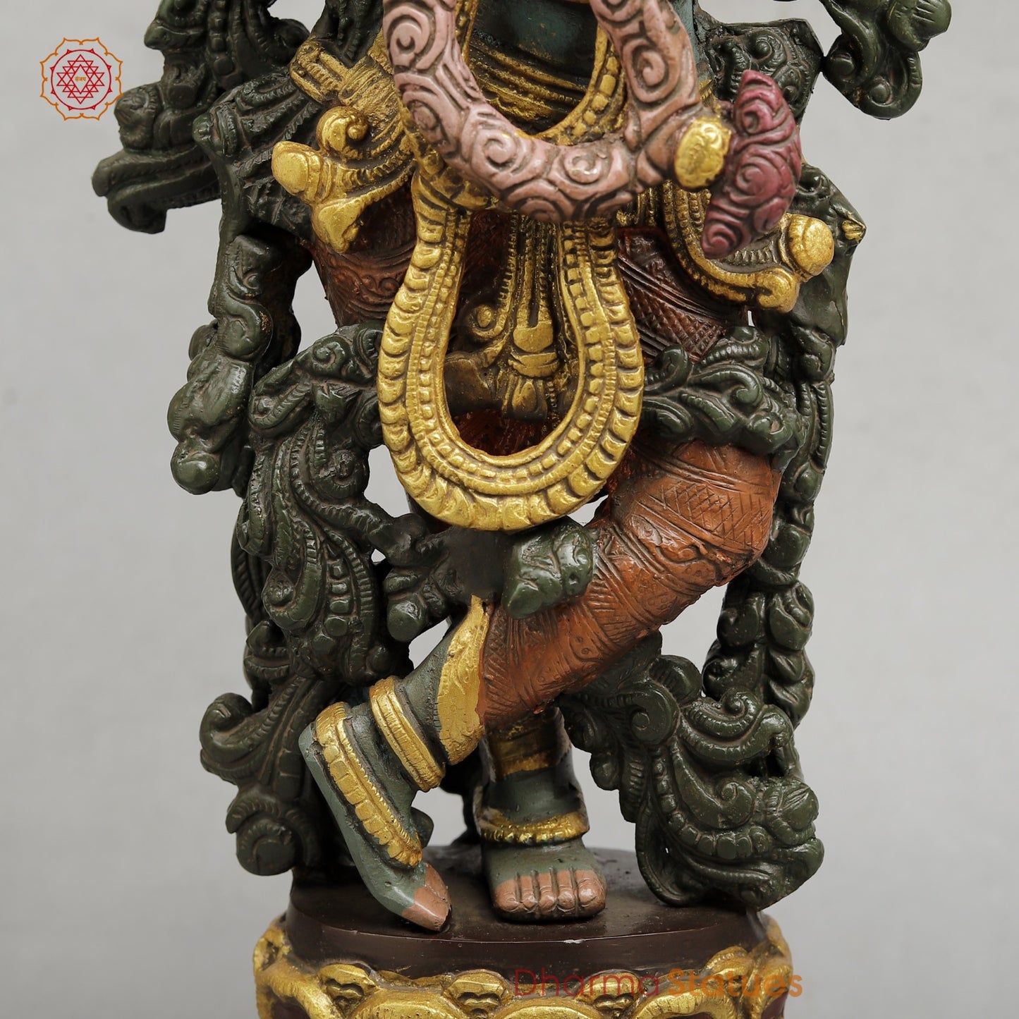 Brass Krishna Standing Fine, Handpainted Finish 20”