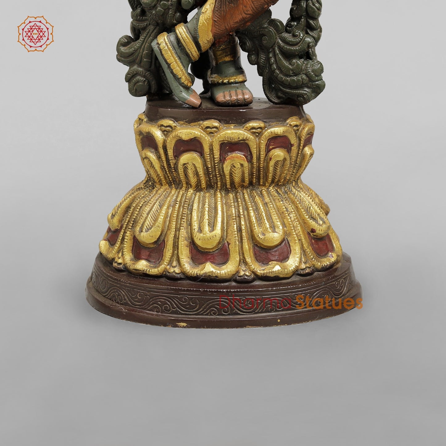 Brass Krishna Standing Fine, Handpainted Finish 20”