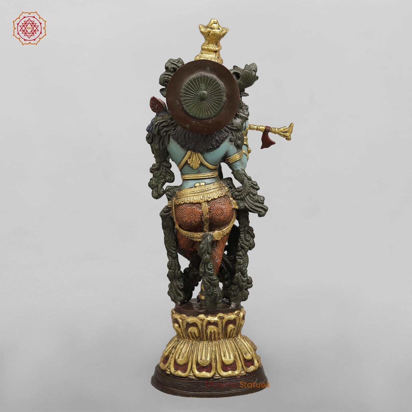 Brass Krishna Standing Fine, Handpainted Finish 20”