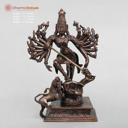 Copper Mahishasur Durga Fine 8”
