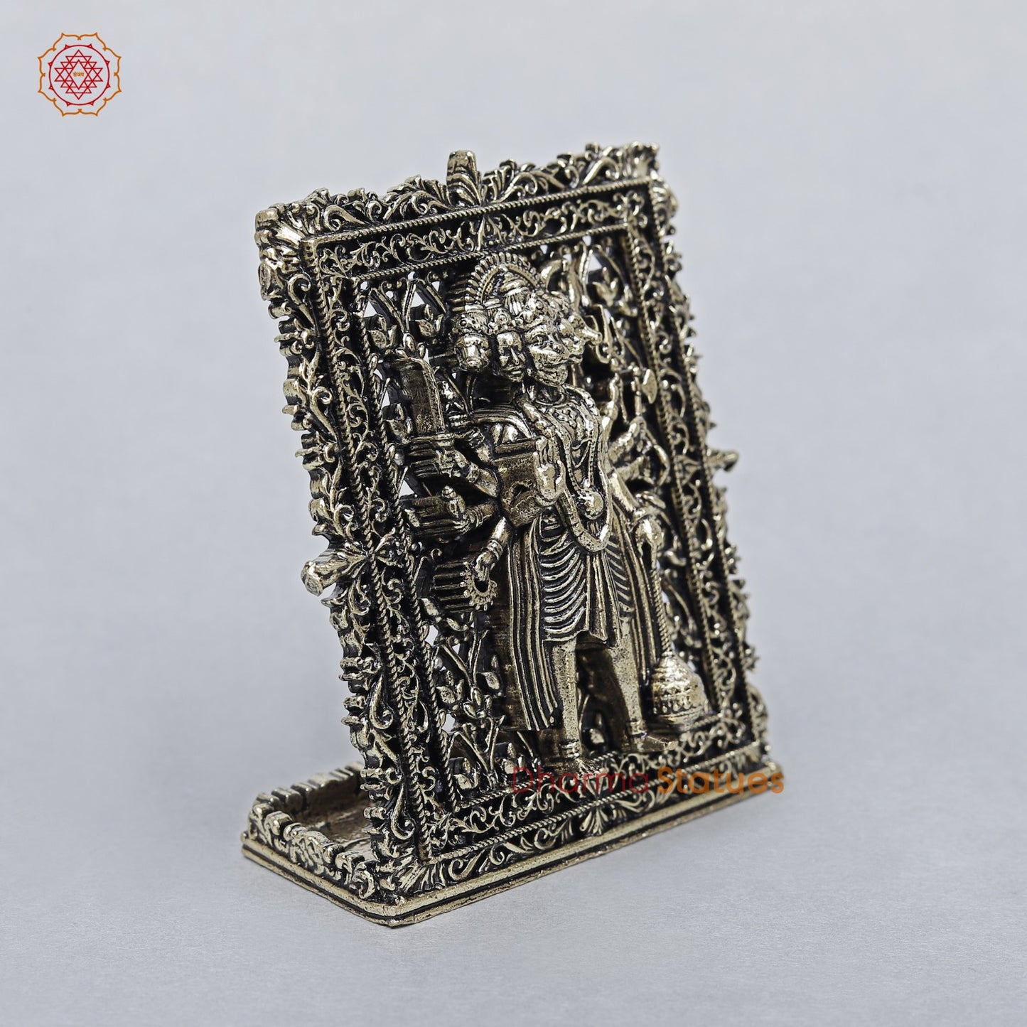 Brass Panchmukhi Hanuman Frame Fine 3” (suitable for Car Dashboard)