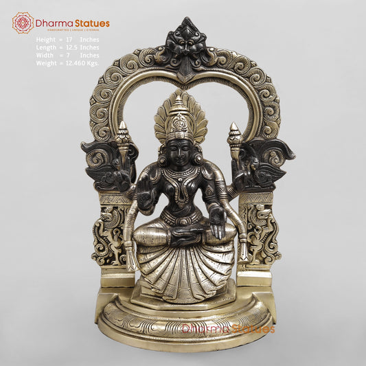 Brass Lakshmi seated (Padmavati) Fine, Black and Smooth Finish 17”