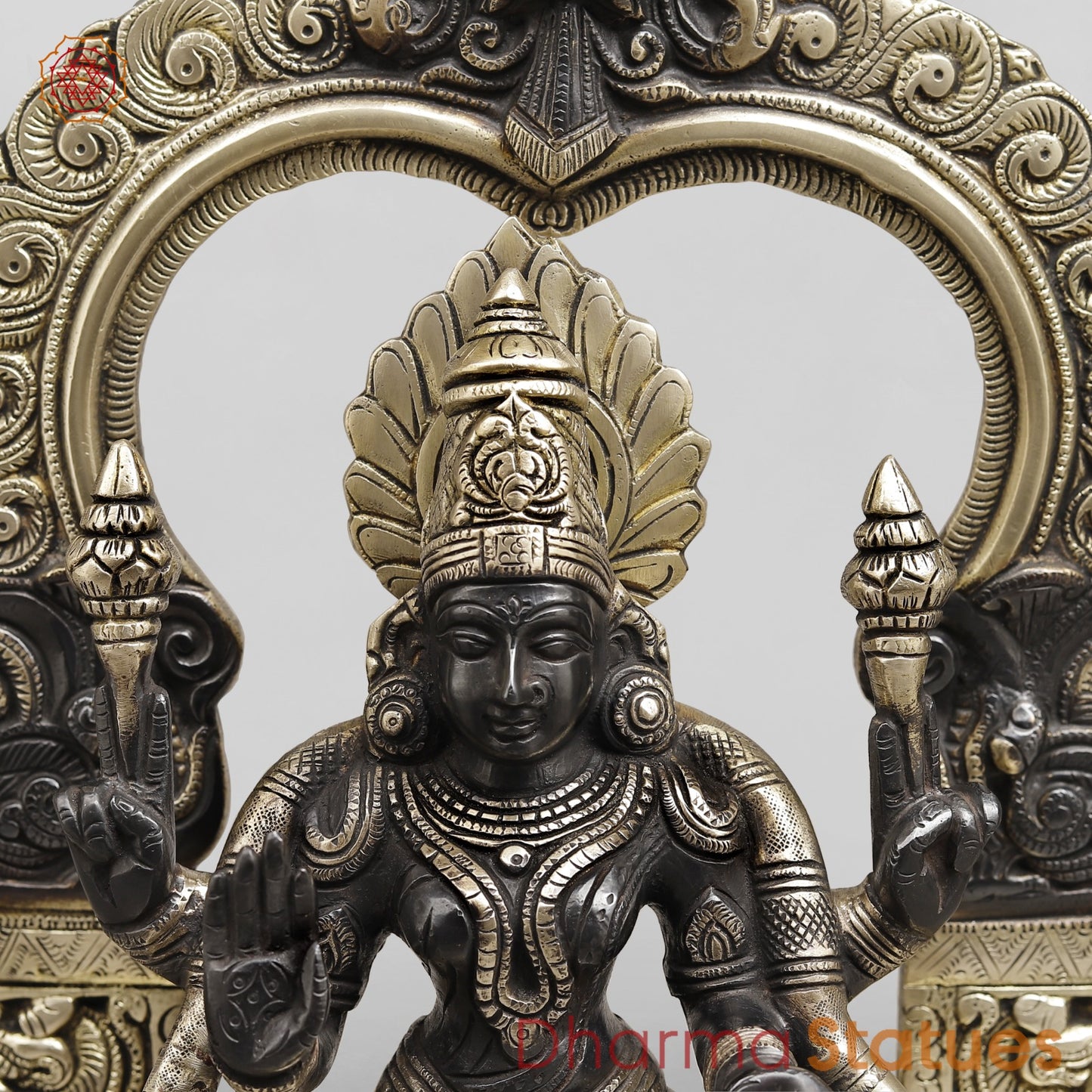 Brass Lakshmi seated (Padmavati) Fine, Black and Smooth Finish 17”