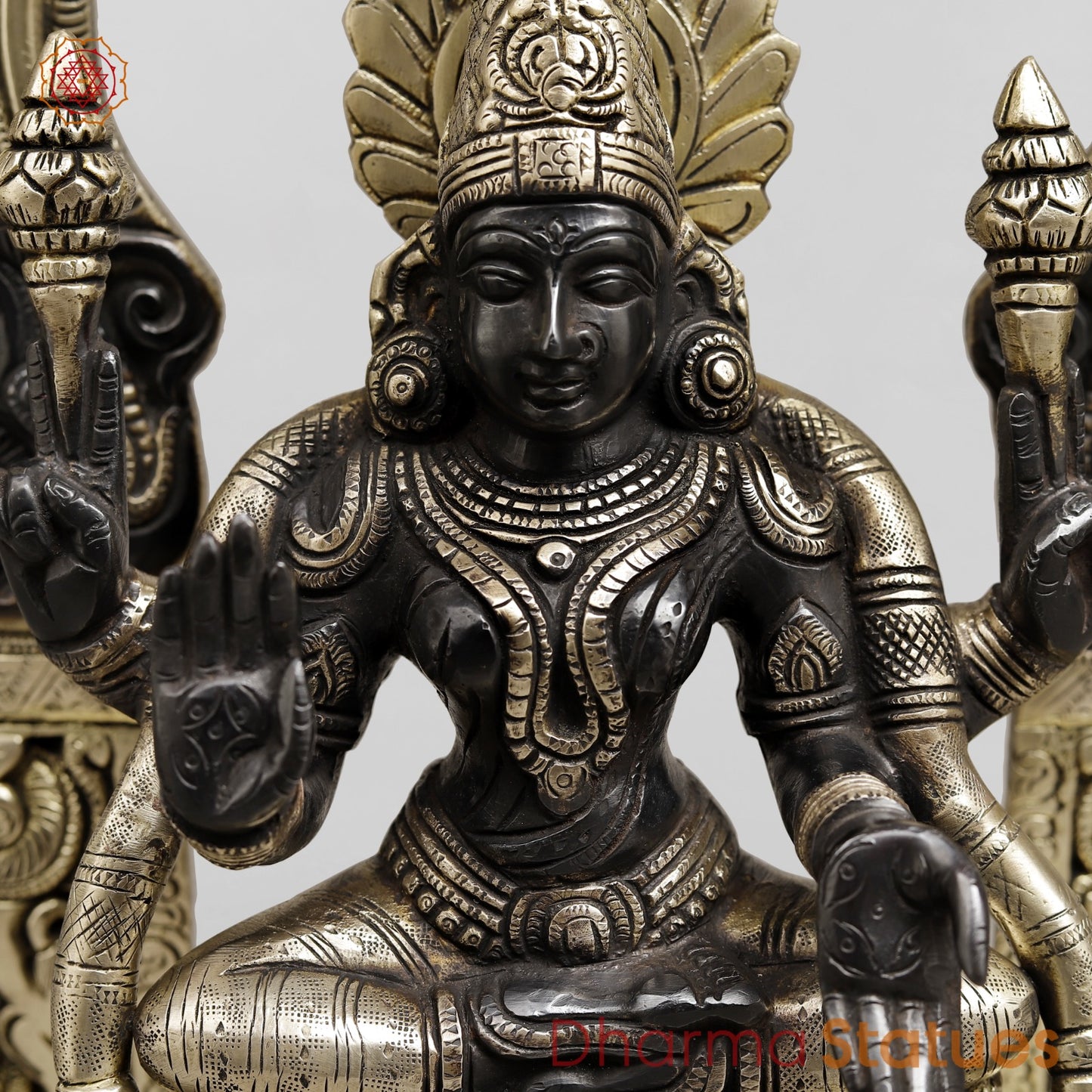 Brass Lakshmi seated (Padmavati) Fine, Black and Smooth Finish 17”