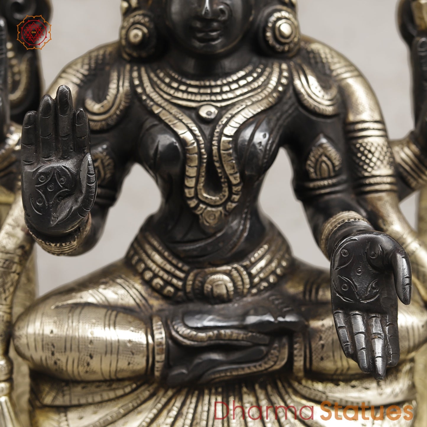 Brass Lakshmi seated (Padmavati) Fine, Black and Smooth Finish 17”