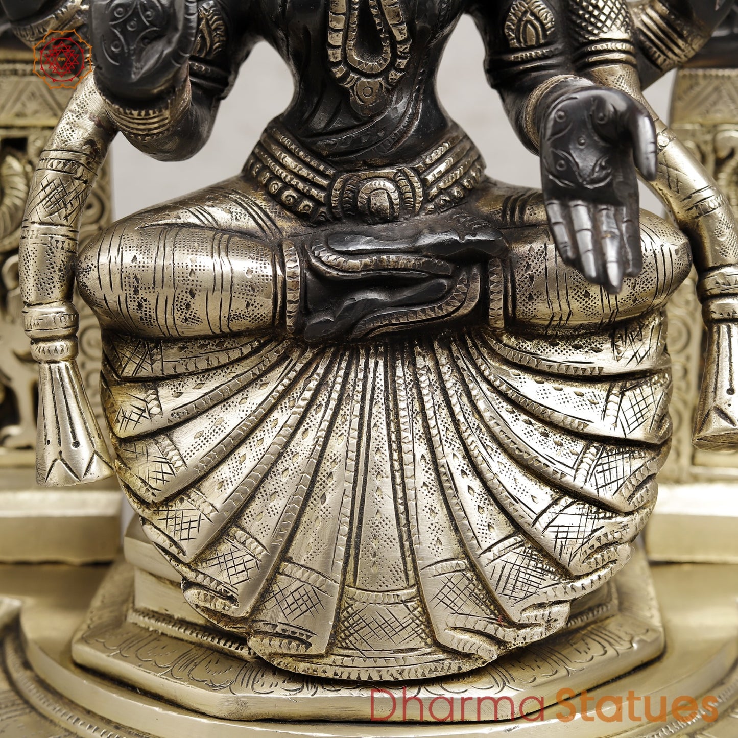 Brass Lakshmi seated (Padmavati) Fine, Black and Smooth Finish 17”