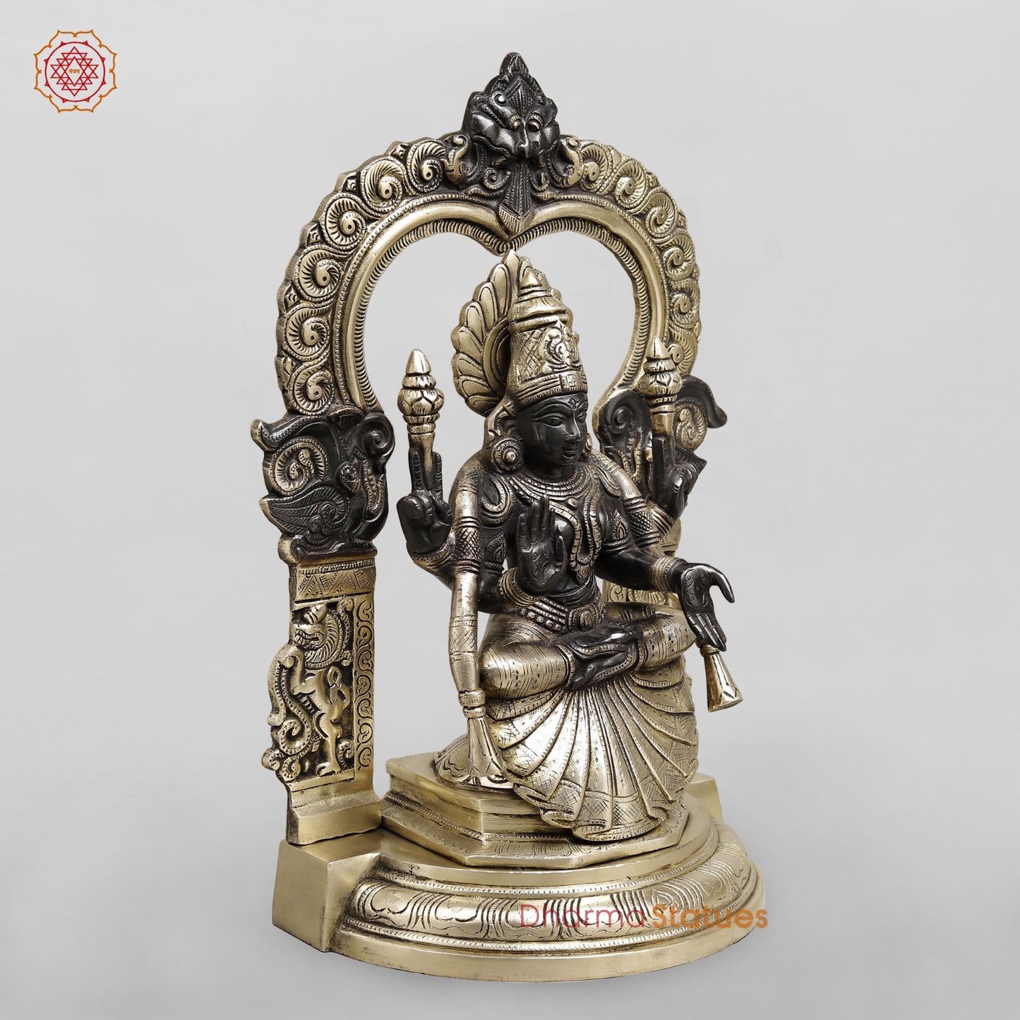 Brass Lakshmi seated (Padmavati) Fine, Black and Smooth Finish 17”