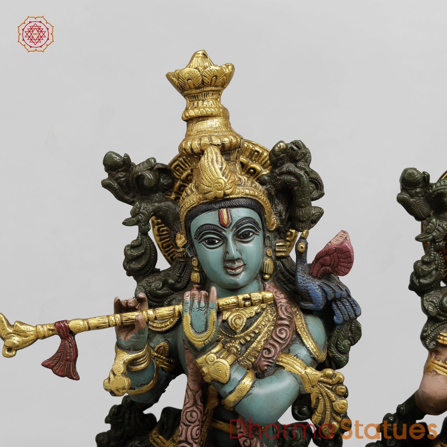 Brass Radha Krishna Standing Fine, Handpainted Finish 20”