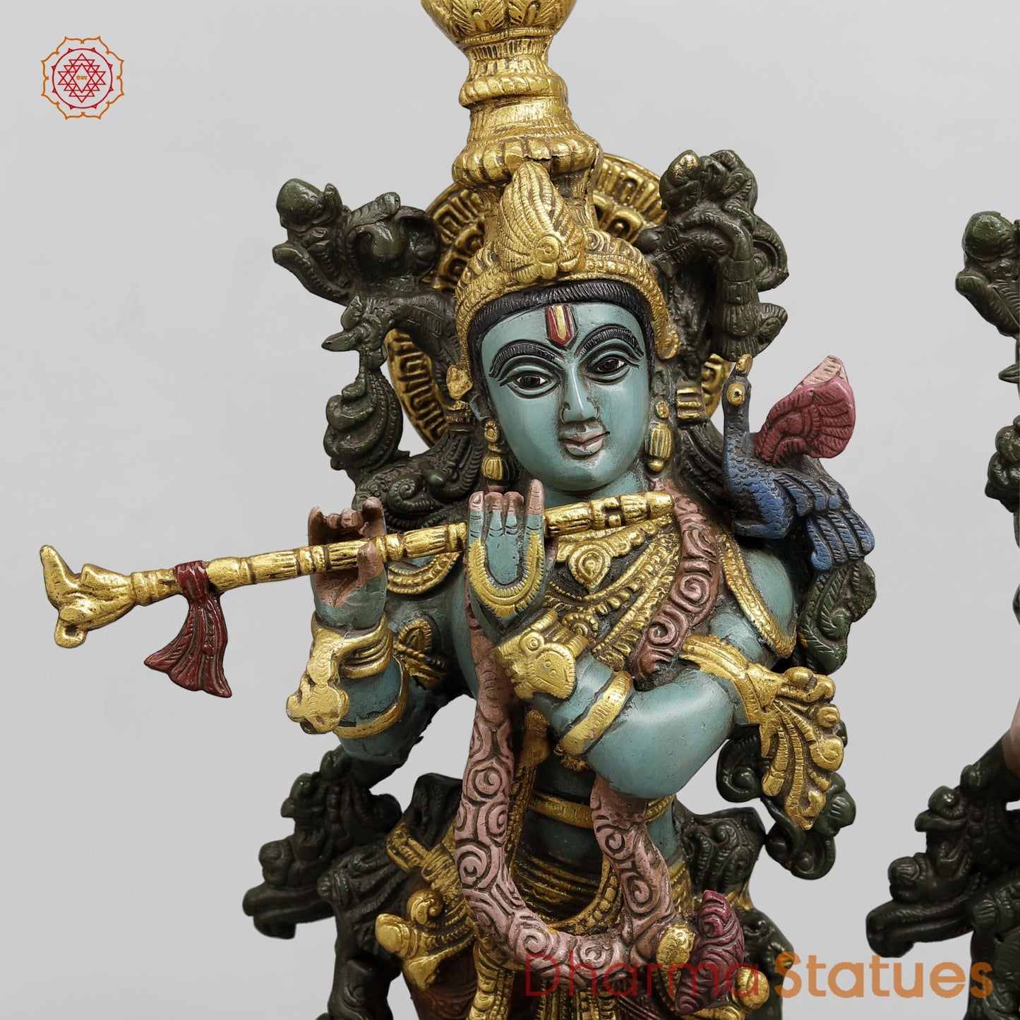 Brass Radha Krishna Standing Fine, Handpainted Finish 20”