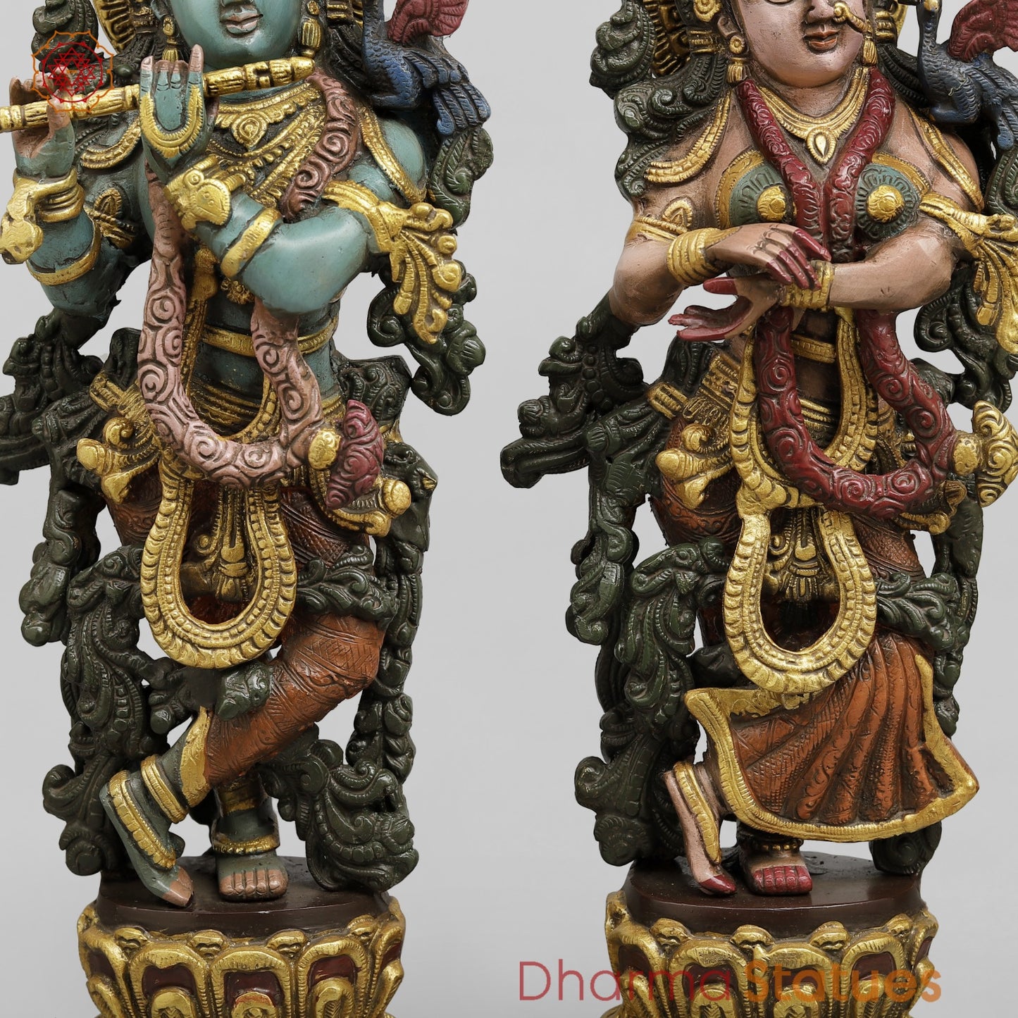 Brass Radha Krishna Standing Fine, Handpainted Finish 20”