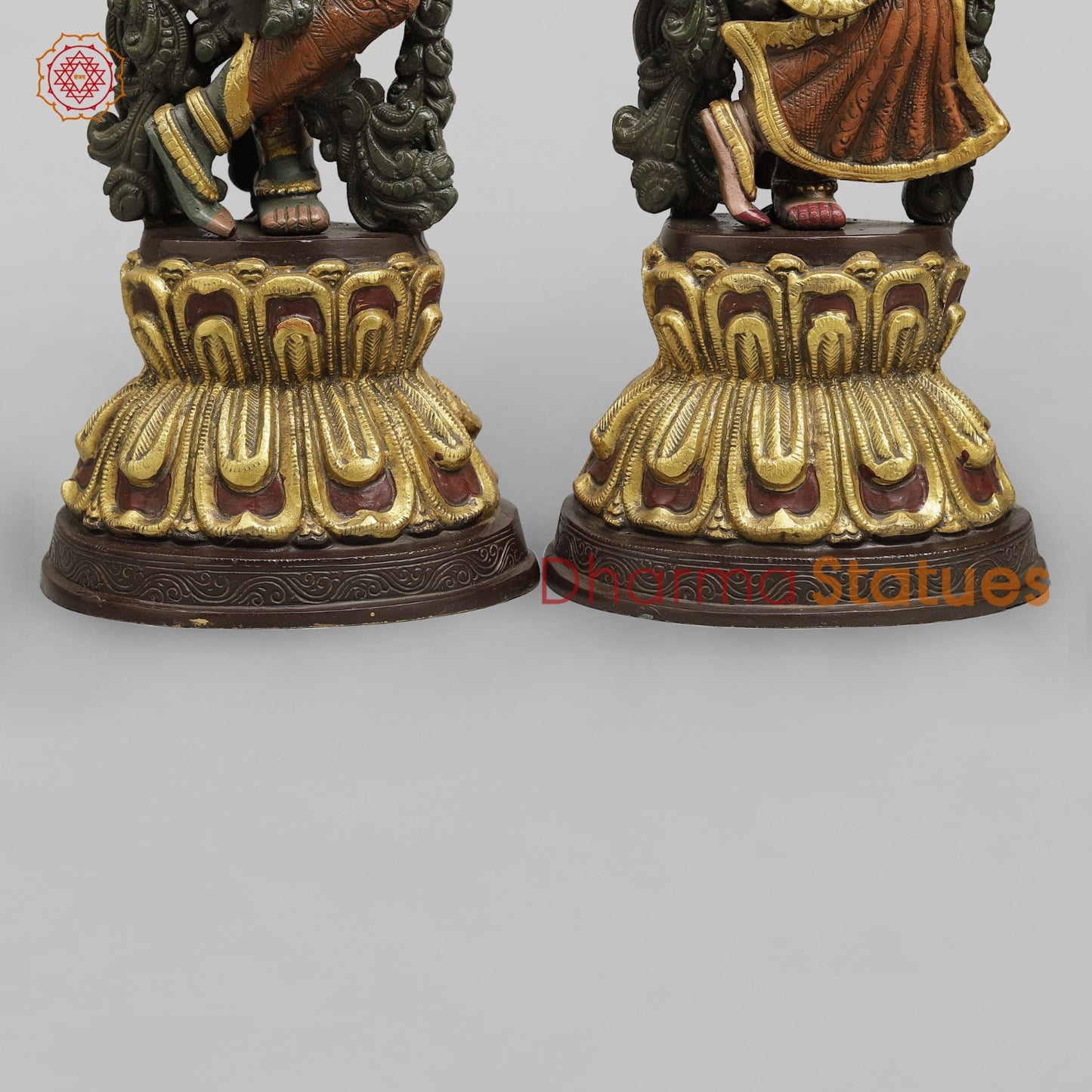 Brass Radha Krishna Standing Fine, Handpainted Finish 20”
