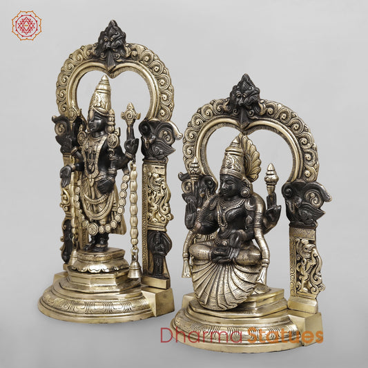 Brass Balaji and Padmavati Frame Fine, Black and Smooth Finish 21.5”