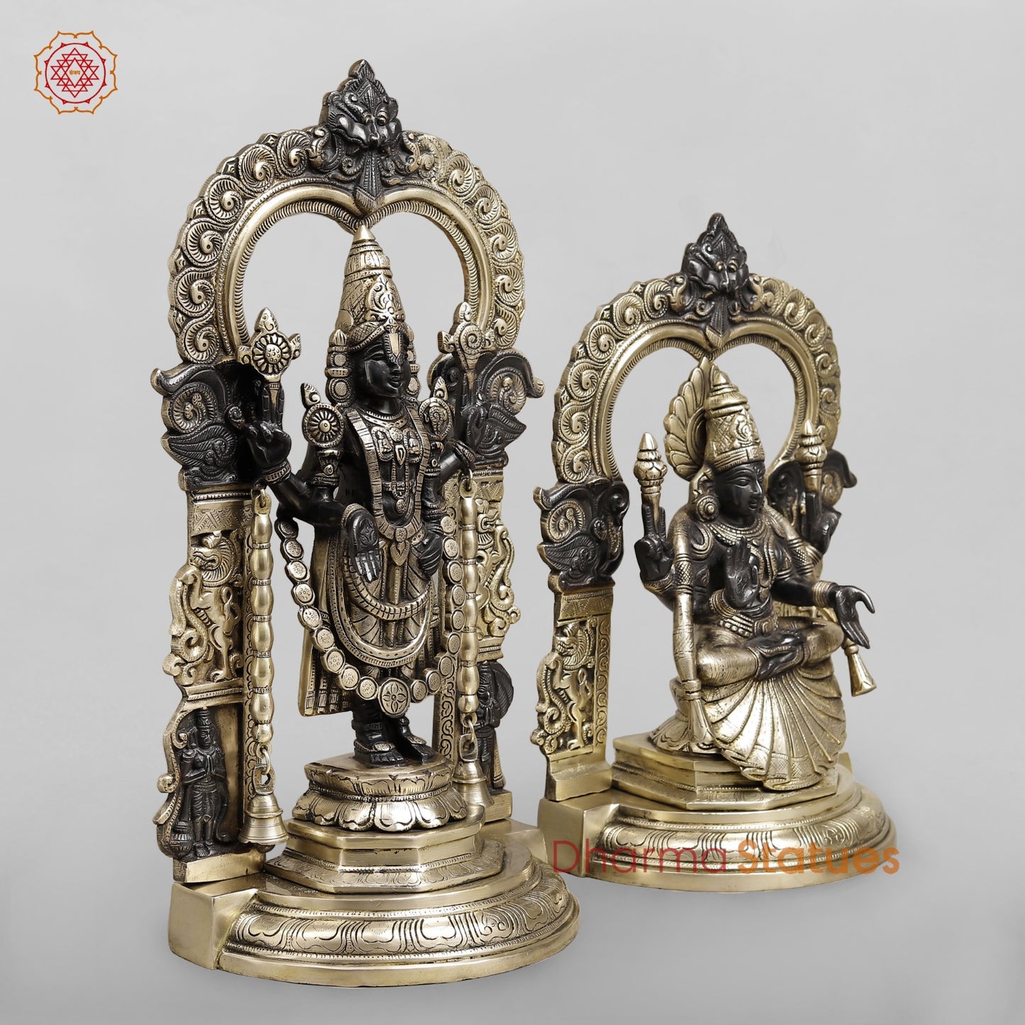 Brass Balaji and Padmavati Frame Fine, Black and Smooth Finish 21.5”