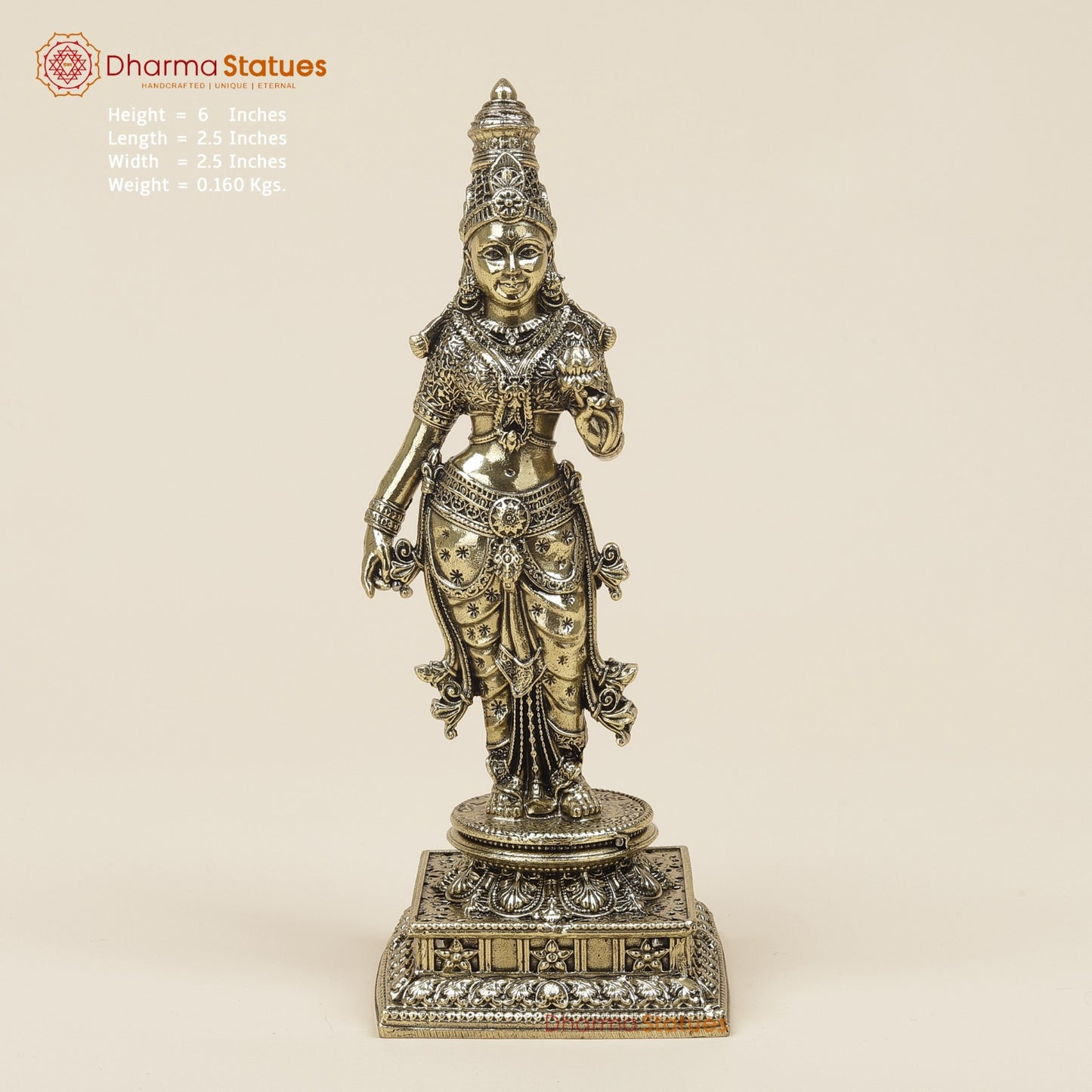 Brass Parwati standing Fine 6”