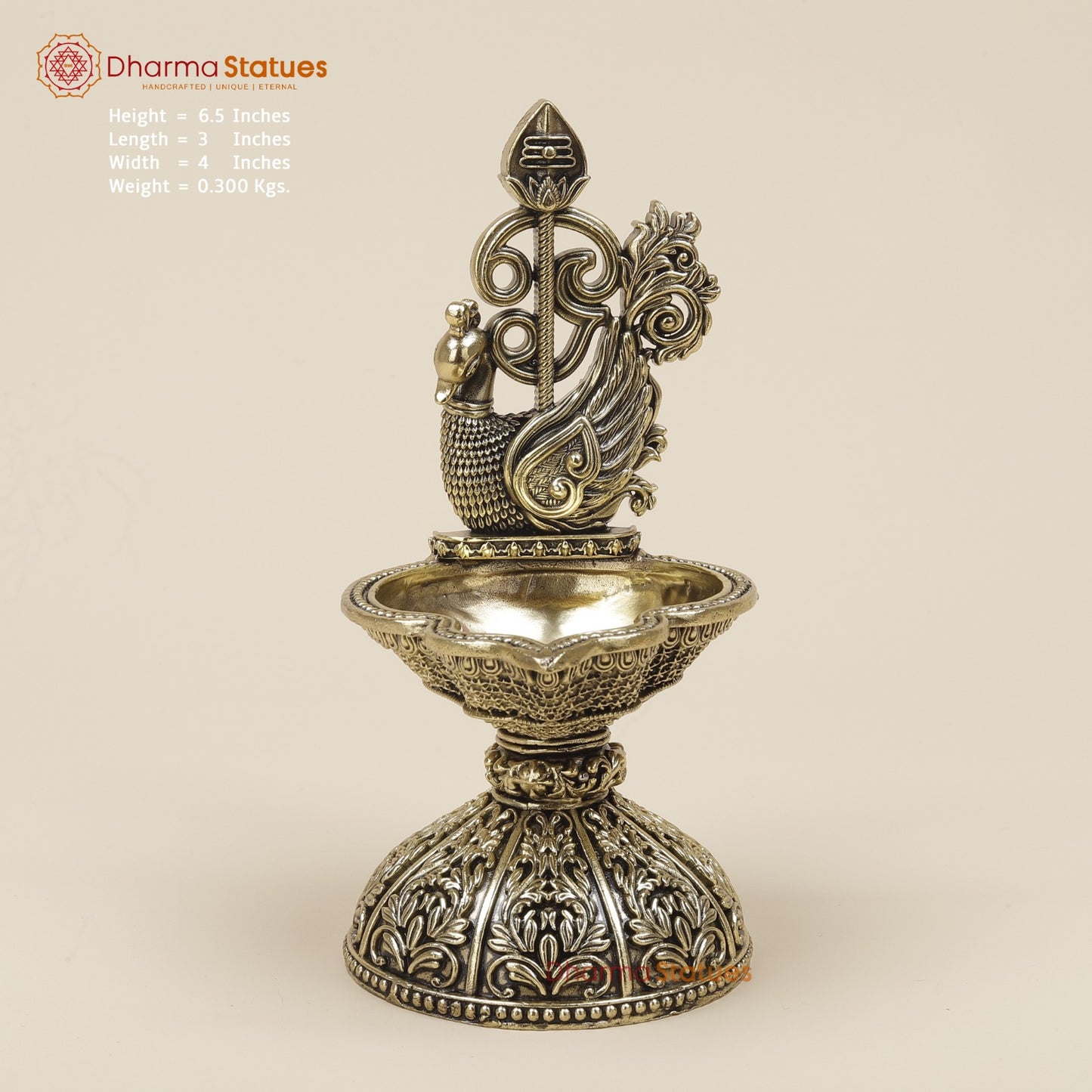 Brass Diya With Murugan Veil Fine 6.5”