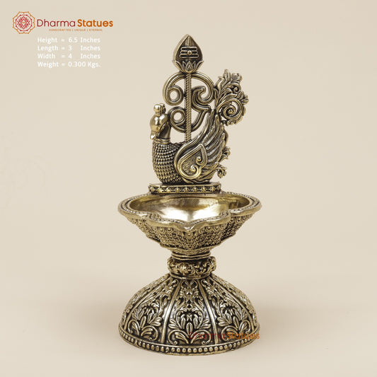 Brass Diya With Murugan Veil Fine 6.5”