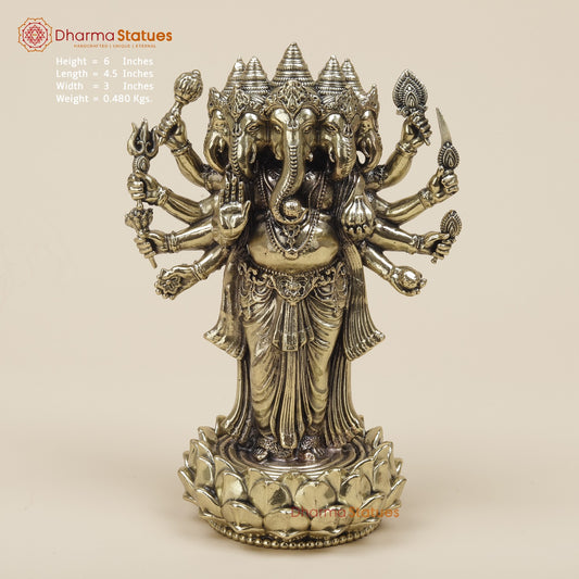 Brass Panchmukhi Ganesh Standing Fine 6”