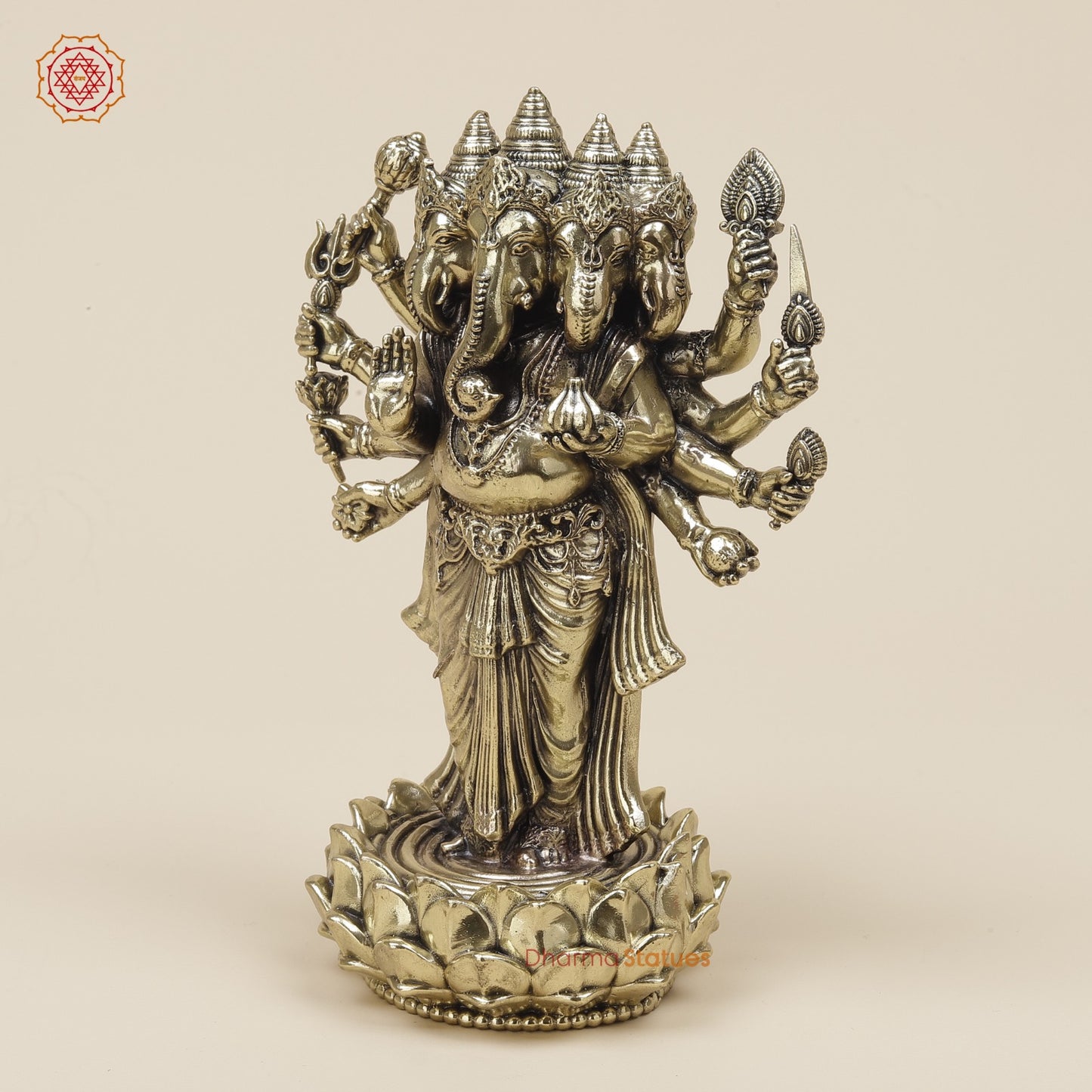 Brass Panchmukhi Ganesh Standing Fine 6”