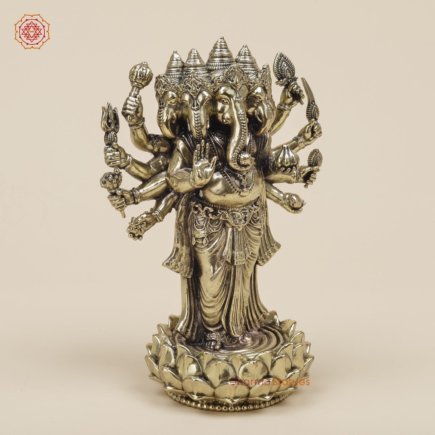 Brass Panchmukhi Ganesh Standing Fine 6”