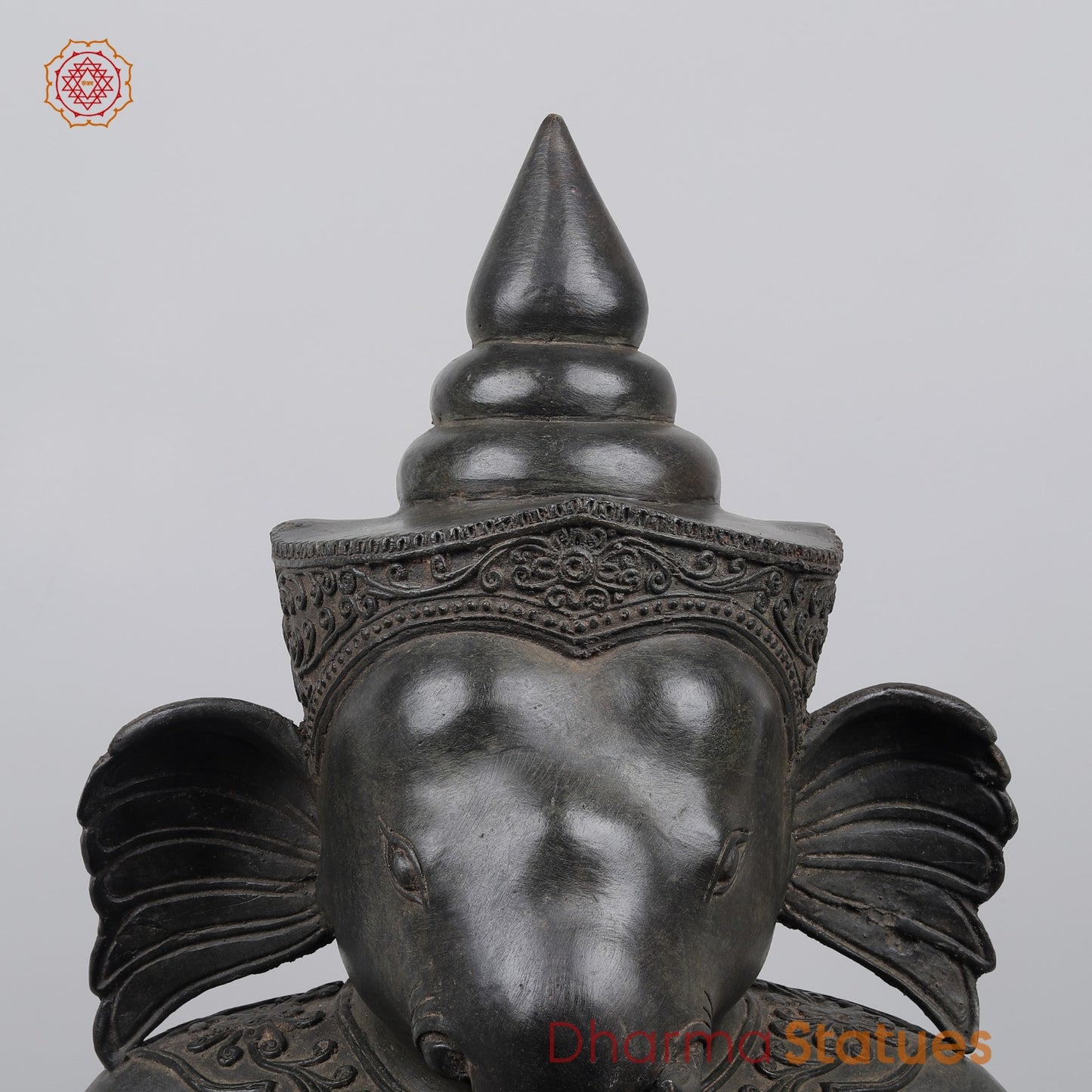 Bronze Ganesh Seated With Natural Agate Mala Fine, Natutral Patina 26” (One Of a Kind) Origin -Nakhom patonm, Thailand