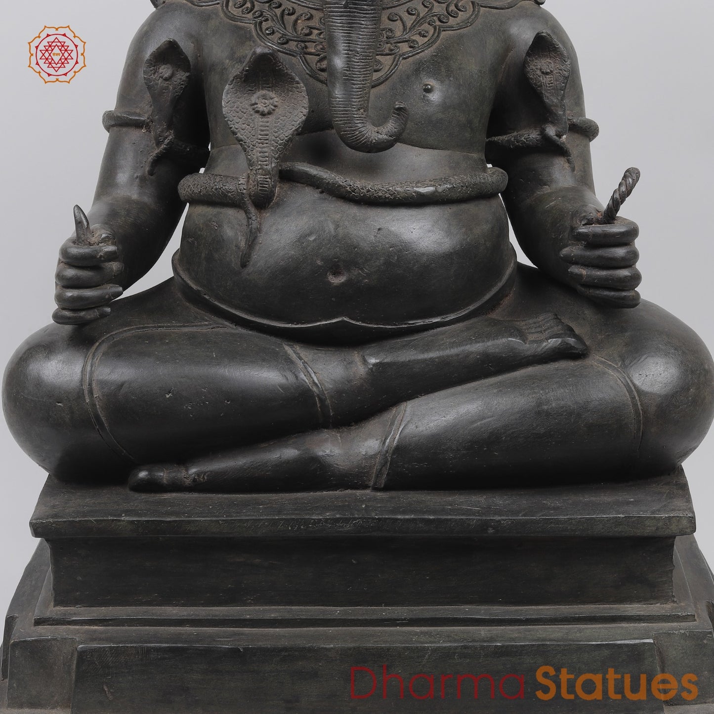 Bronze Ganesh Seated With Natural Agate Mala Fine, Natutral Patina 26” (One Of a Kind) Origin -Nakhom patonm, Thailand