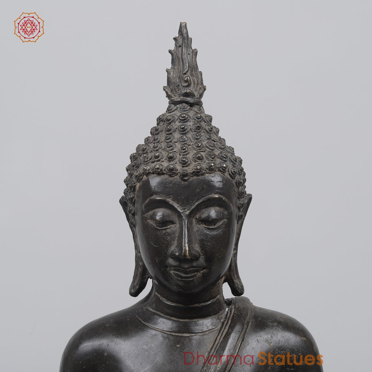Bronze Thai Style Buddha seated Sakyamuni Fine, Black Antique finish 21” Origin - Nakhon Pathom, Thailand