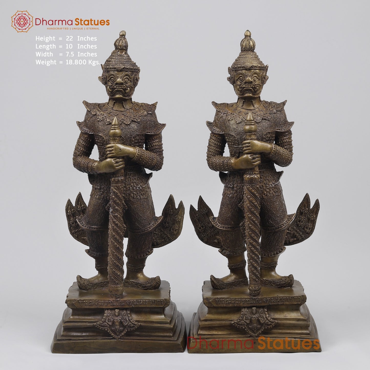 Bronze Thai Vessavaṇa (Gaurds Of Thai Temple), Copper Finish 22” Origin-Nakhon Pathom, Thailand