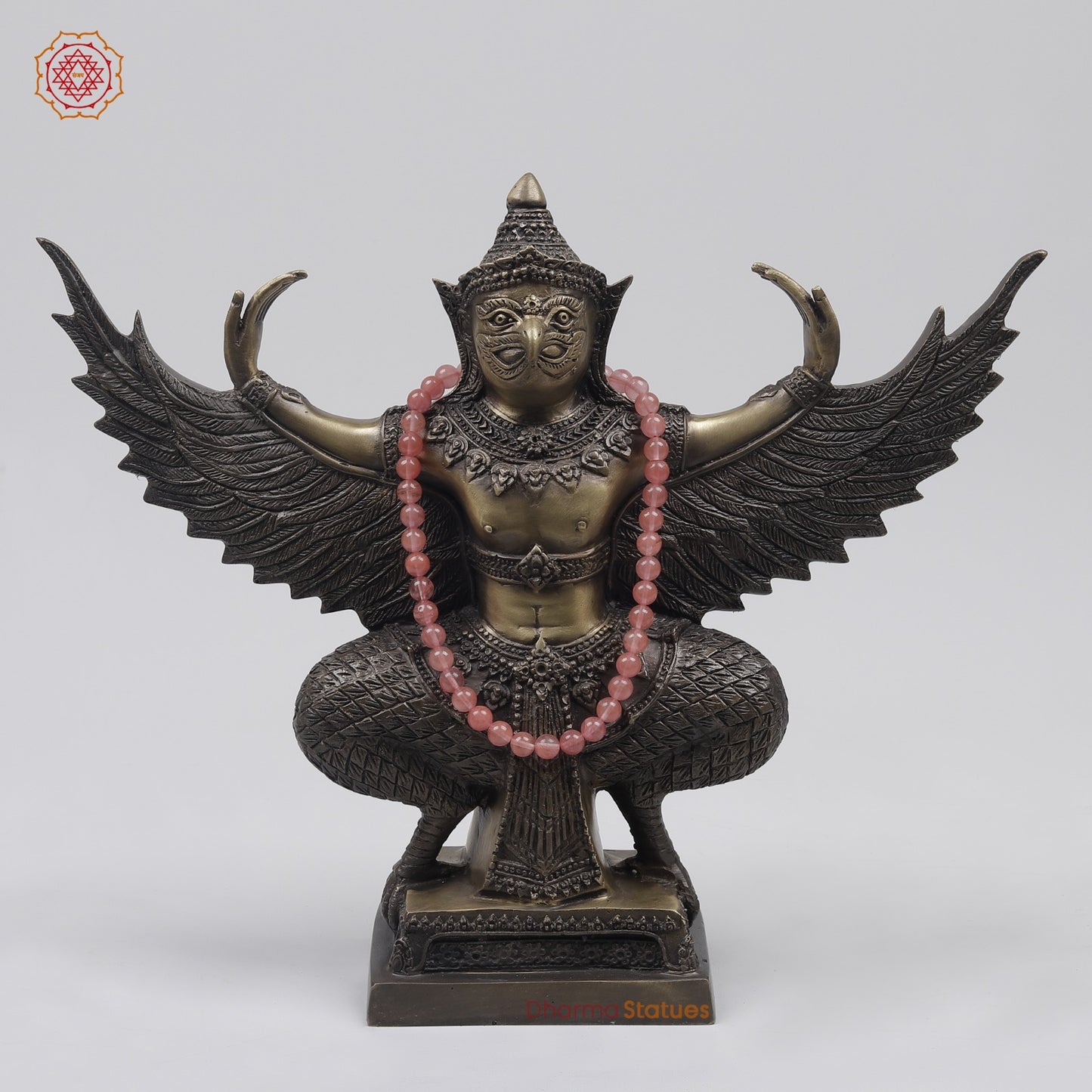 Bronze Garuda Seated with Open wings Fine, Copper Finish 12” Origin-Nakhon Pathom, Thailand