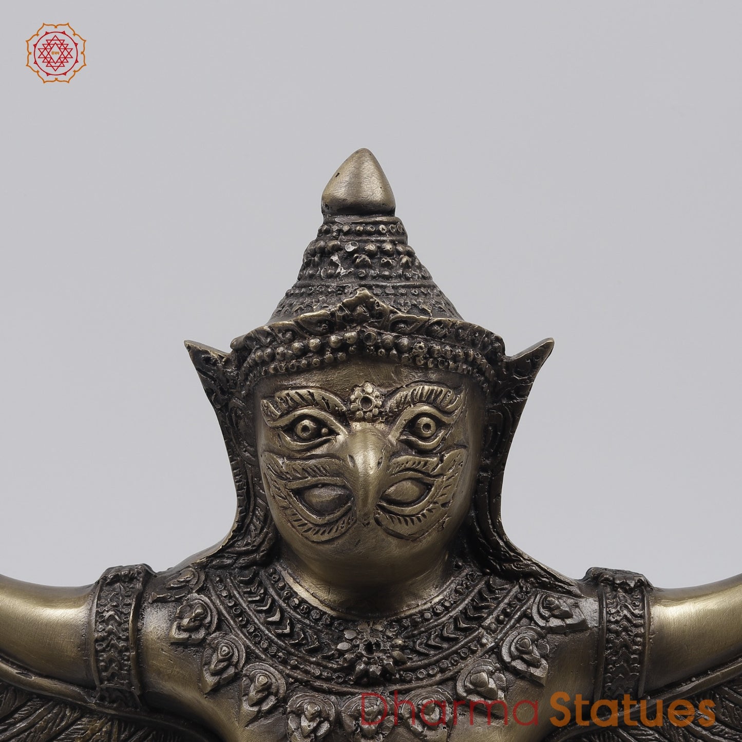 Bronze Garuda Seated with Open wings Fine, Copper Finish 12” Origin-Nakhon Pathom, Thailand