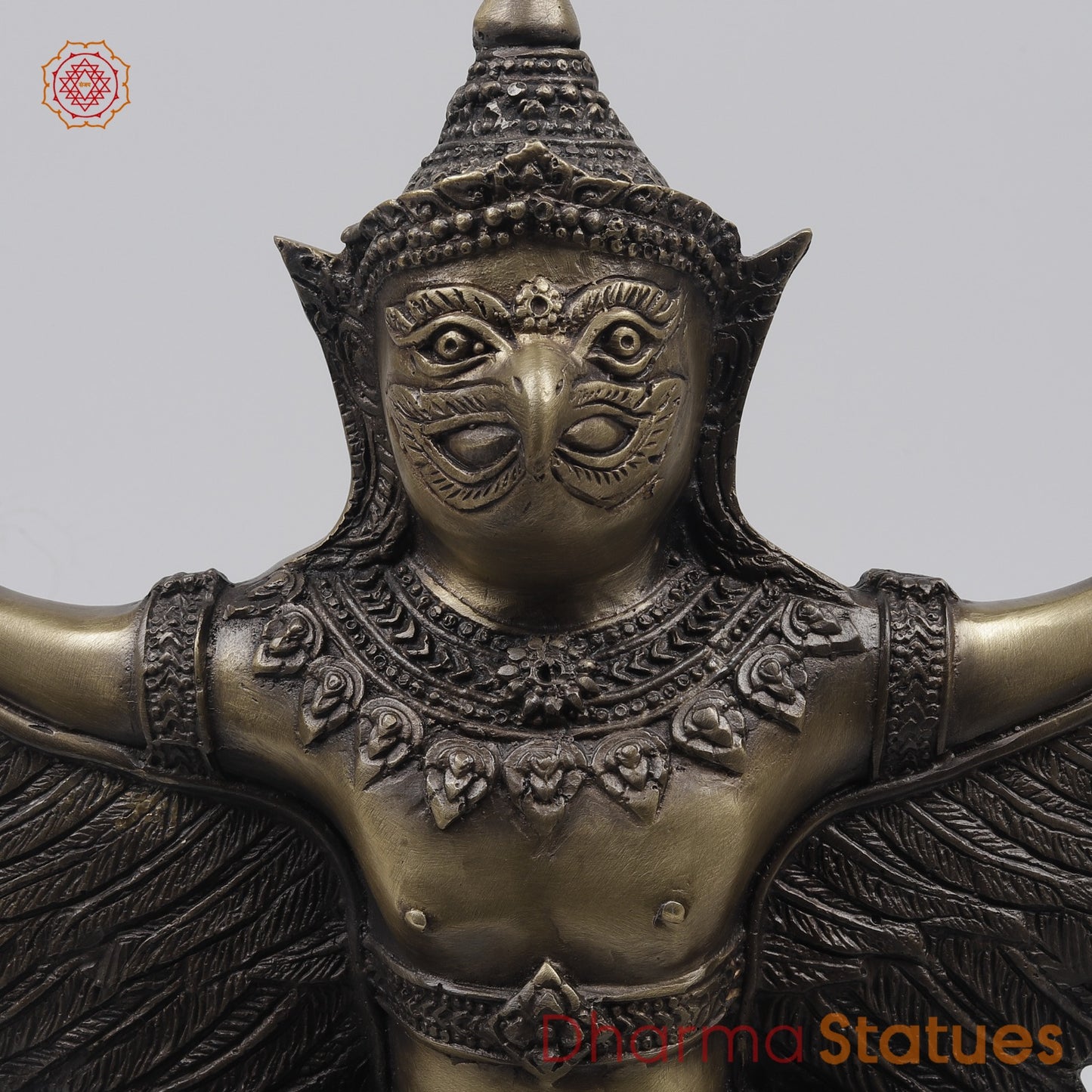 Bronze Garuda Seated with Open wings Fine, Copper Finish 12” Origin-Nakhon Pathom, Thailand