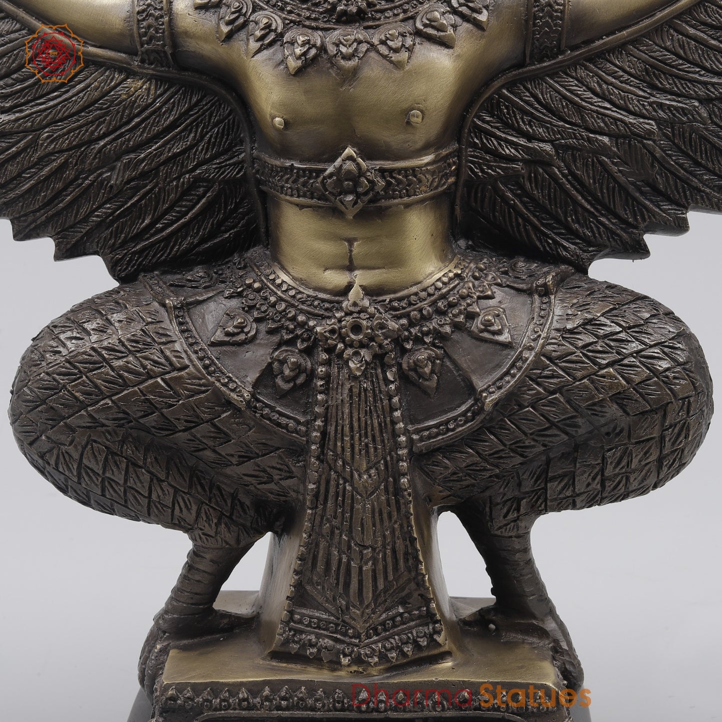 Bronze Garuda Seated with Open wings Fine, Copper Finish 12” Origin-Nakhon Pathom, Thailand