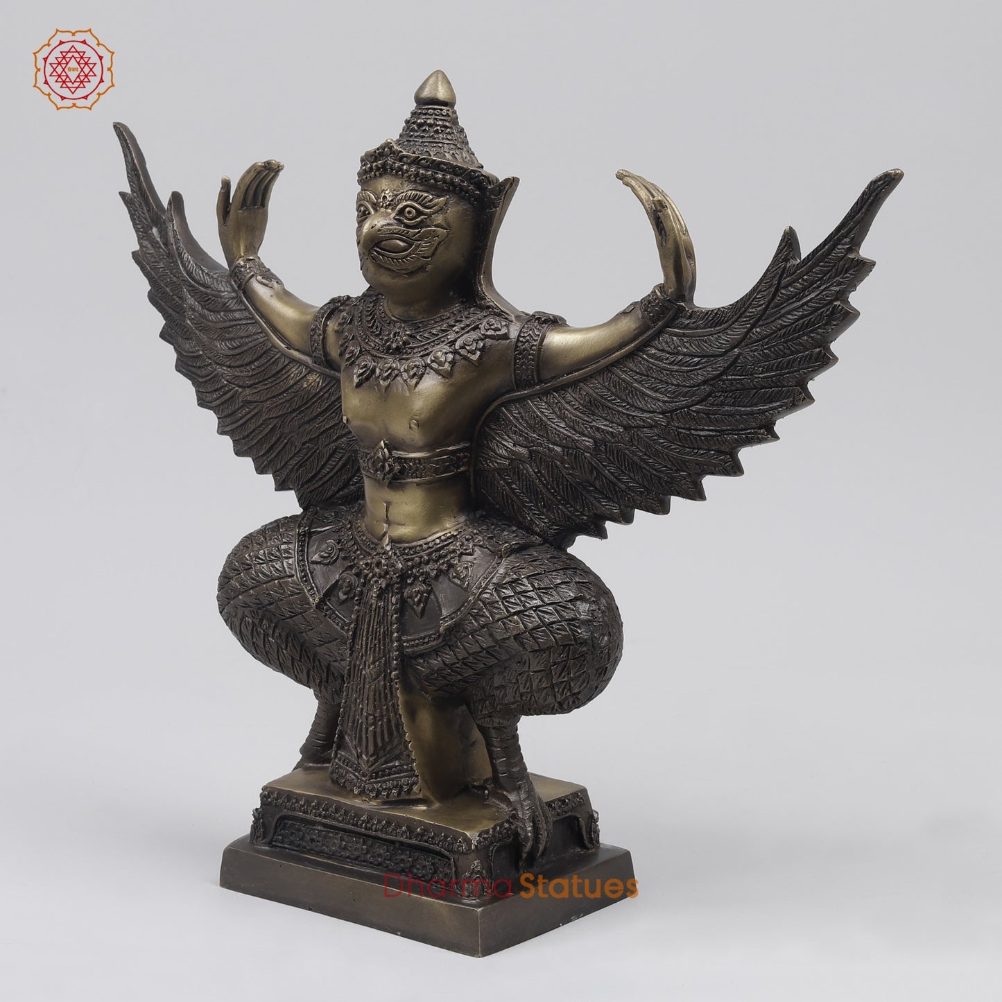 Bronze Garuda Seated with Open wings Fine, Copper Finish 12” Origin-Nakhon Pathom, Thailand