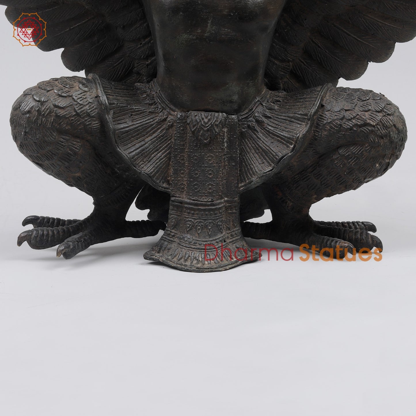 Bronze Garuda Seated with Open wings Fine, Antique Black Finish 16” Origin- Nakhon Pathom, Thailand.