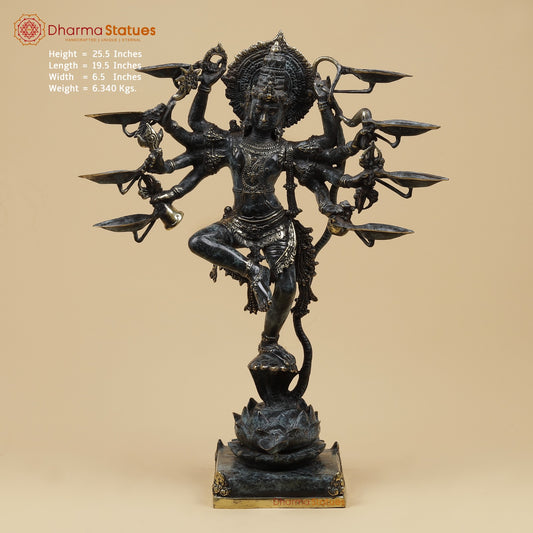 Bronze Dancing Krishna on Snake With Diya Fine, Tuqoise Patina Finish  26” Origin - Java, Indonesia