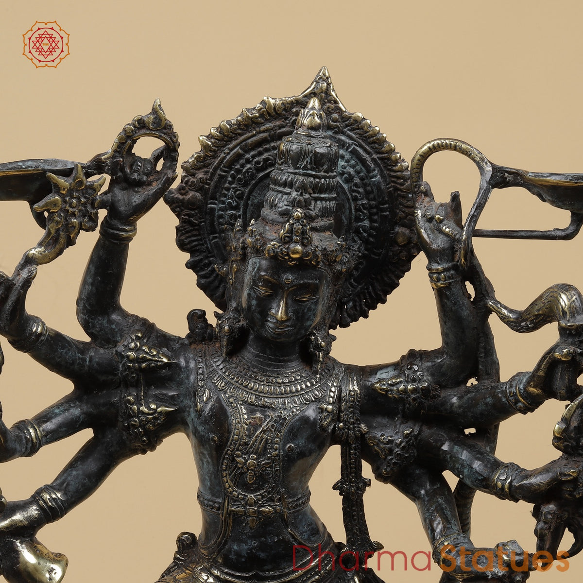 Bronze Dancing Krishna on Snake With Diya Fine, Tuqoise Patina Finish  26” Origin - Java, Indonesia