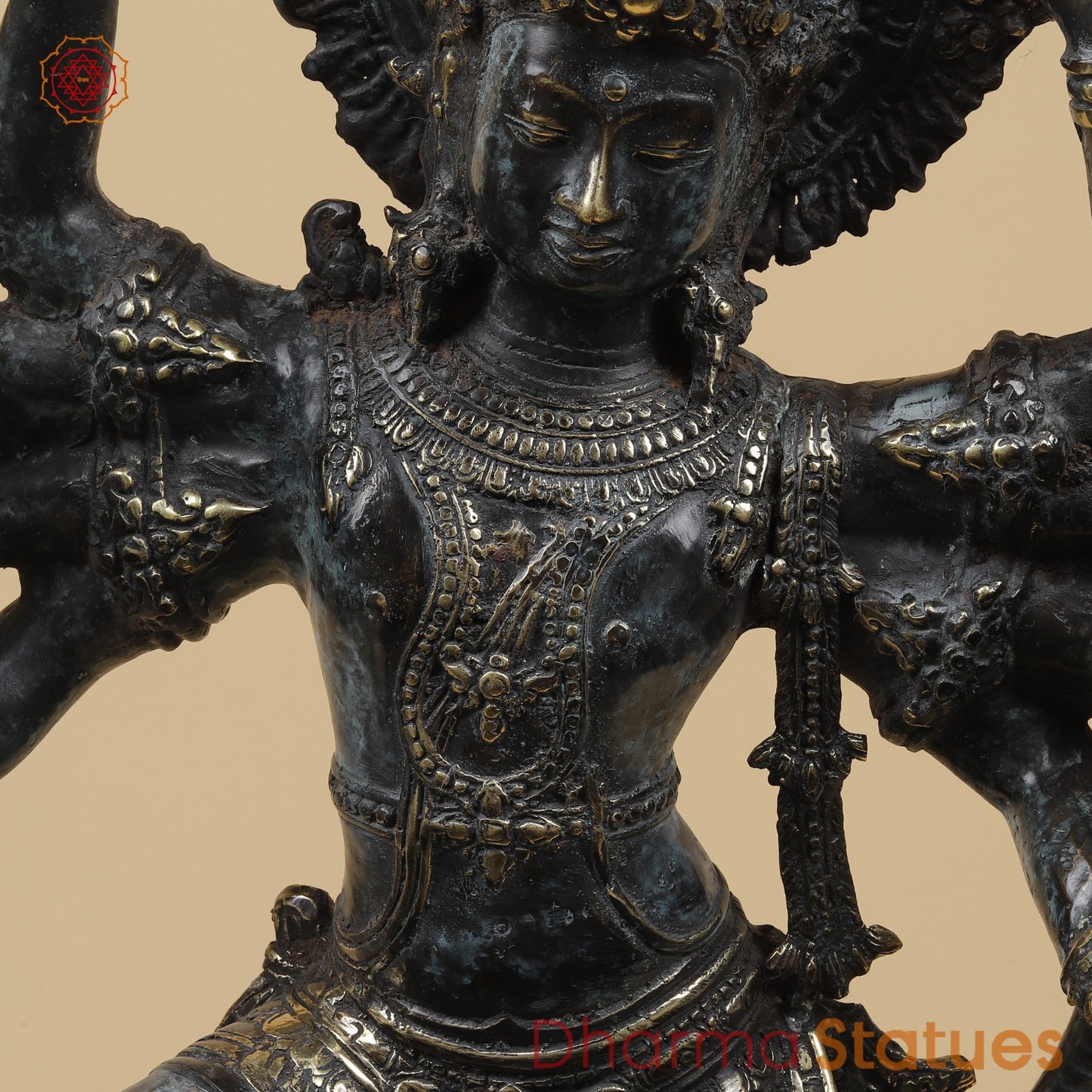 Bronze Dancing Krishna on Snake With Diya Fine, Tuqoise Patina Finish  26” Origin - Java, Indonesia