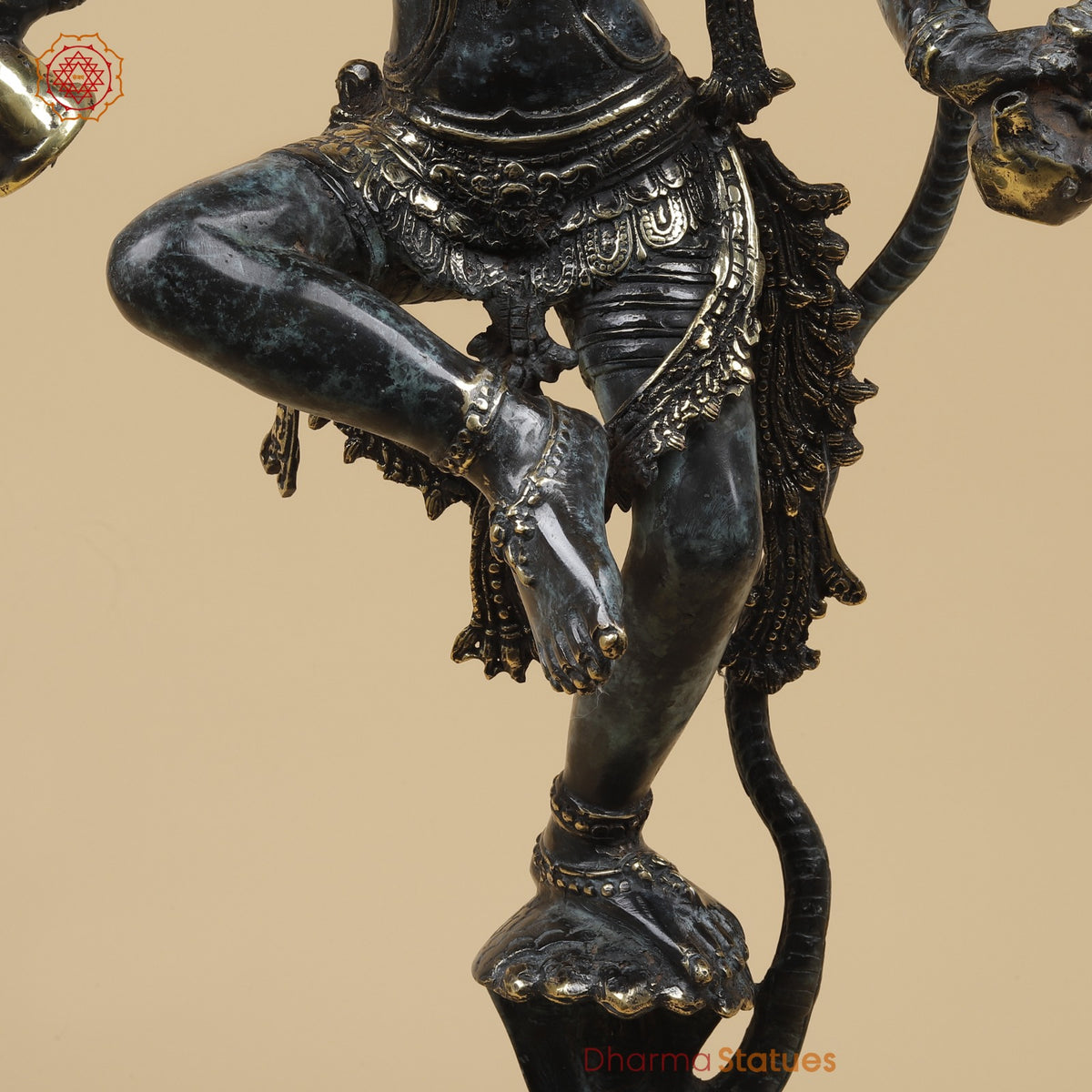 Bronze Dancing Krishna on Snake With Diya Fine, Tuqoise Patina Finish  26” Origin - Java, Indonesia