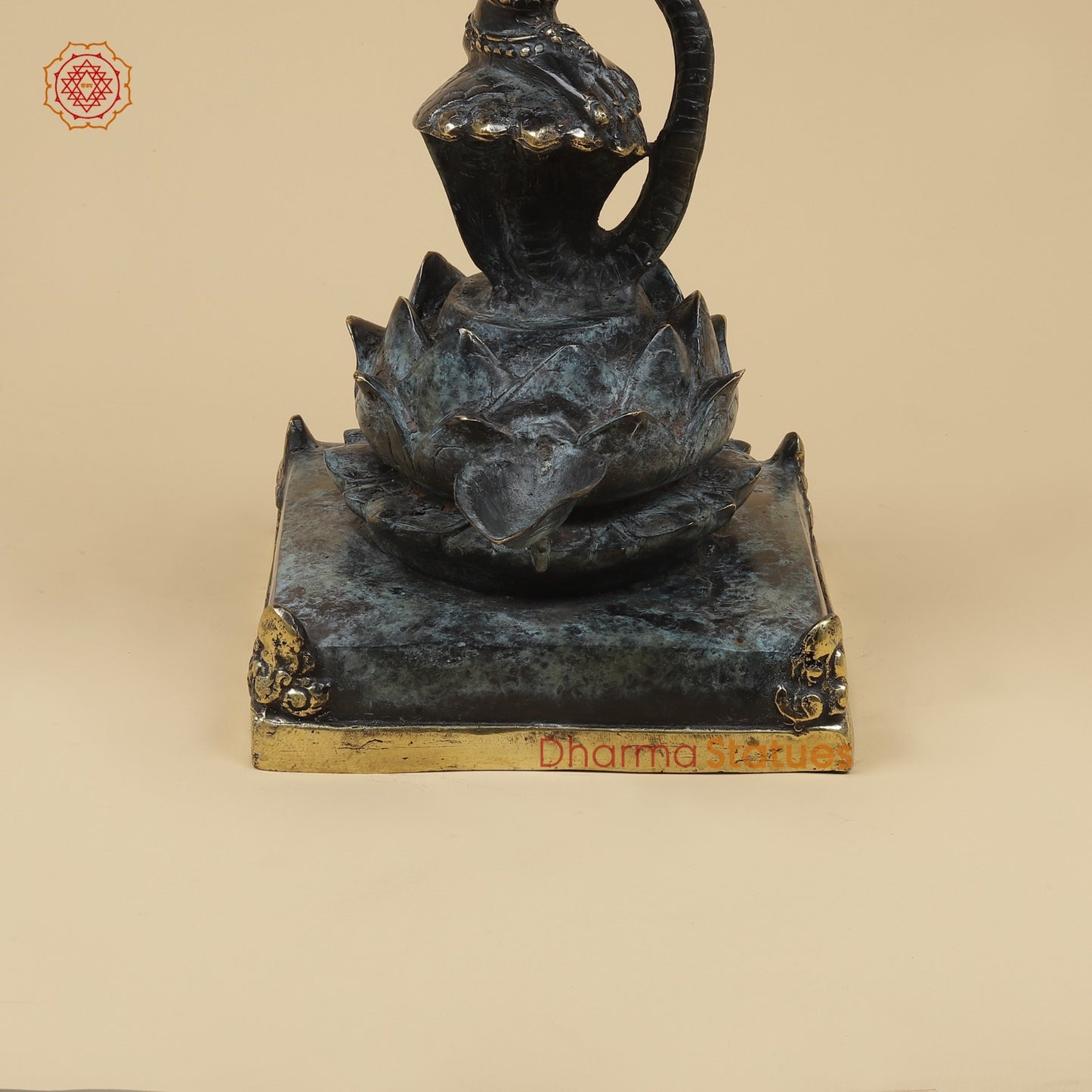 Bronze Dancing Krishna on Snake With Diya Fine, Tuqoise Patina Finish  26” Origin - Java, Indonesia