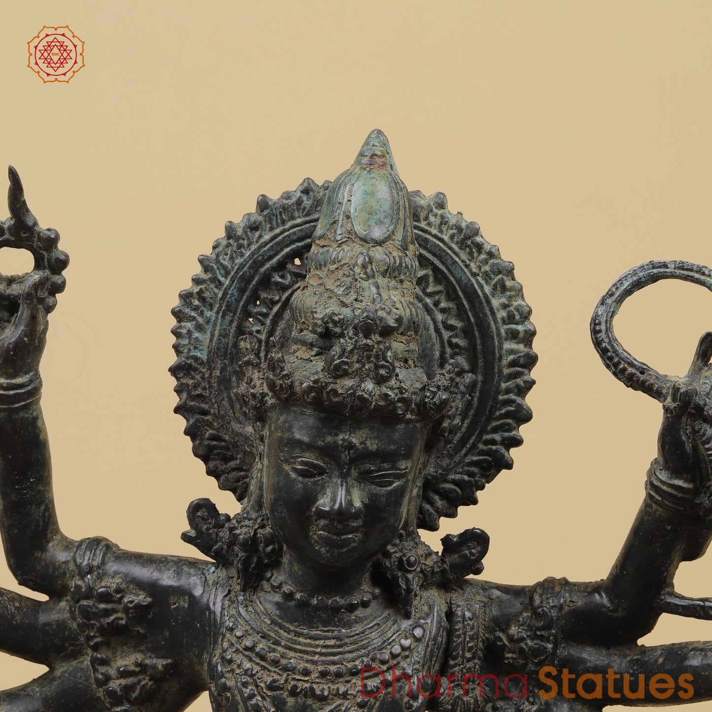 Bronze Dancing Krishna Holding 9 Diya Fine, Natural Patina 20” Origin - Java, Indonesia.