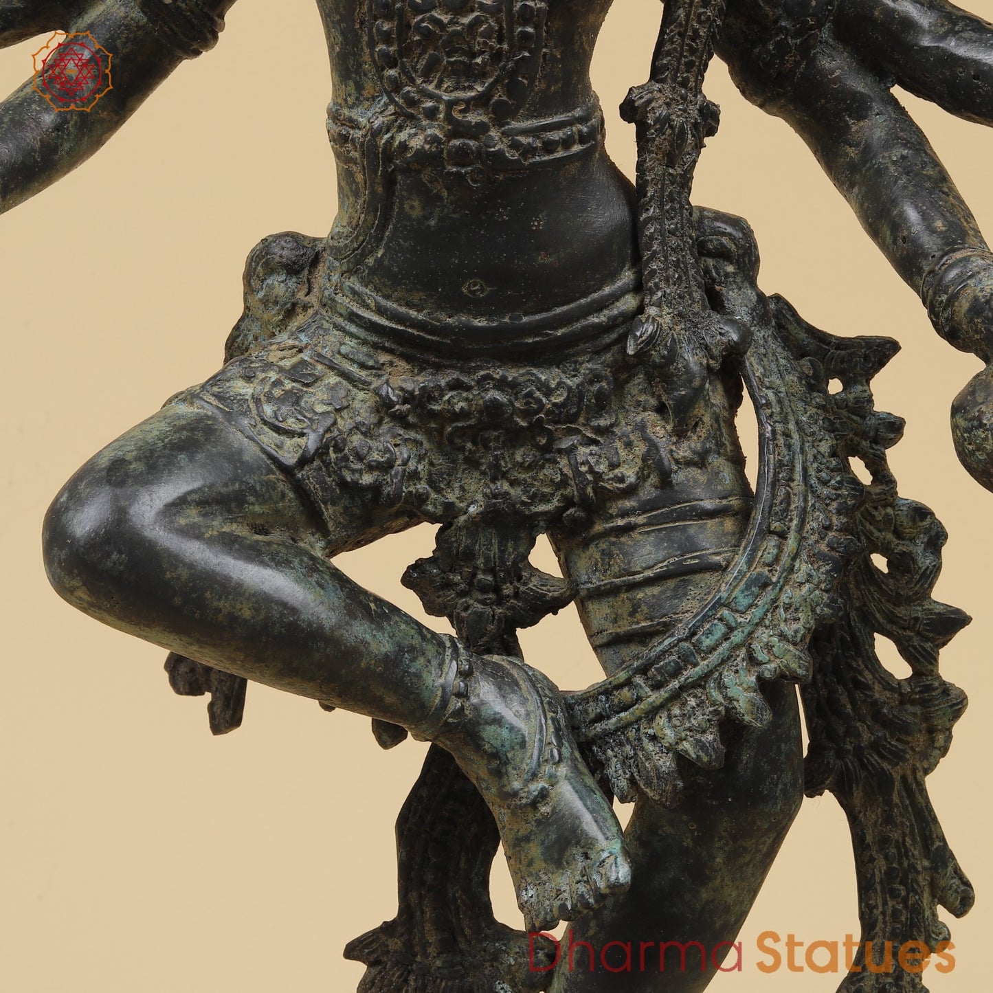 Bronze Dancing Krishna Holding 9 Diya Fine, Natural Patina 20” Origin - Java, Indonesia.