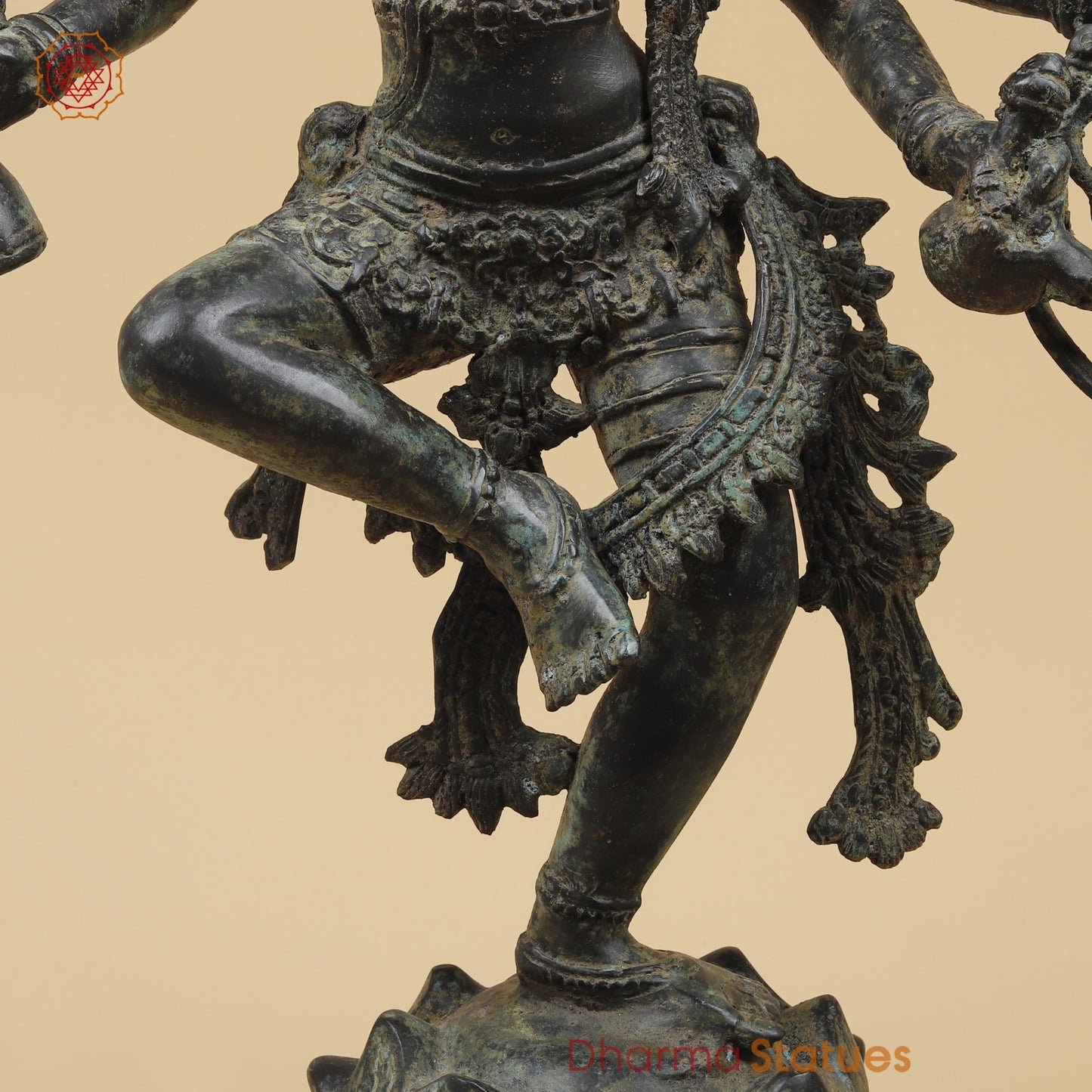 Bronze Dancing Krishna Holding 9 Diya Fine, Natural Patina 20” Origin - Java, Indonesia.