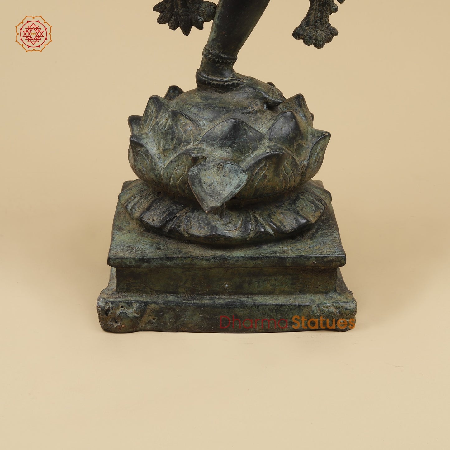 Bronze Dancing Krishna Holding 9 Diya Fine, Natural Patina 20” Origin - Java, Indonesia.