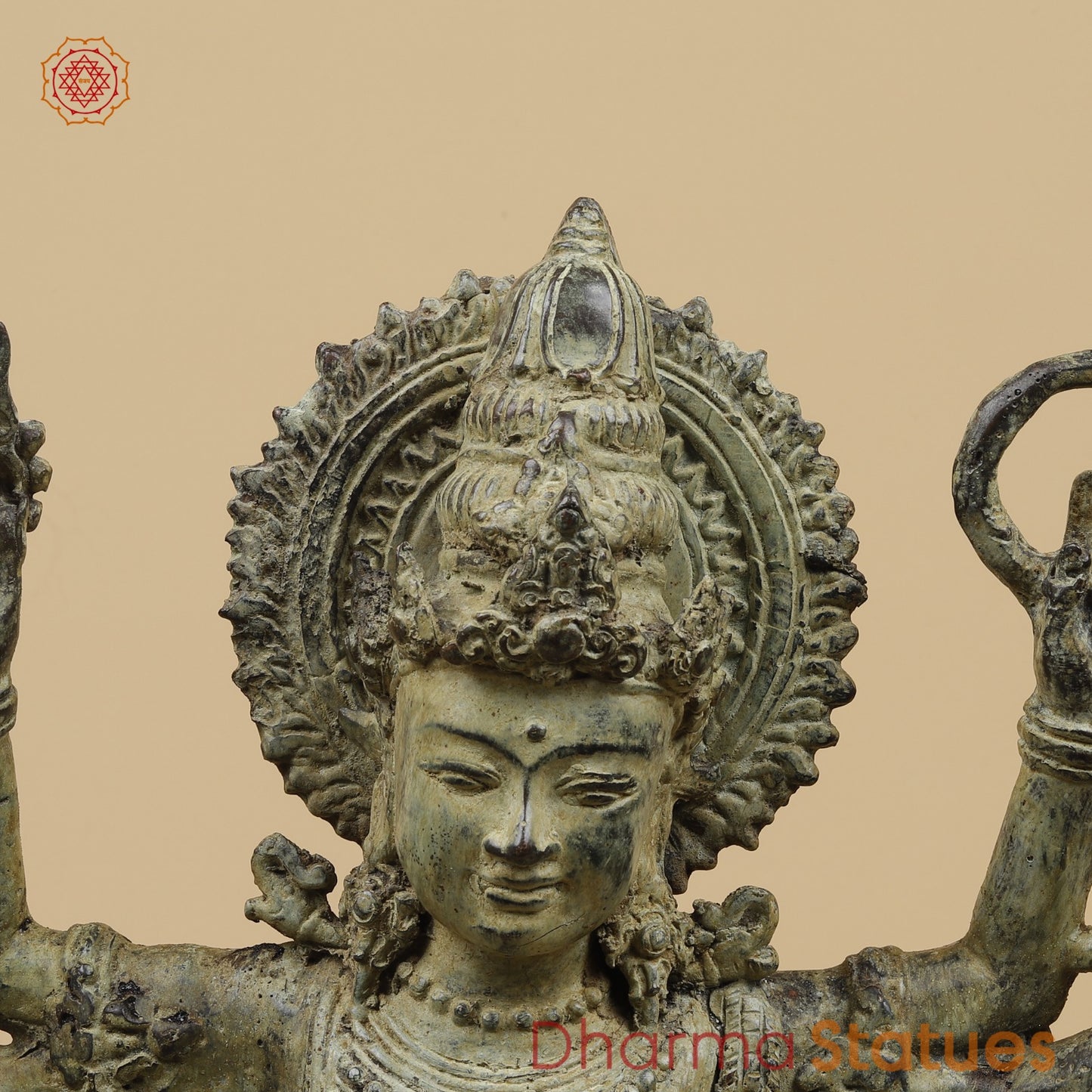 Bronze Dancing Krishna Holding 9 Diya Fine, Natural Patina 20” Origin- Java, Indonesia